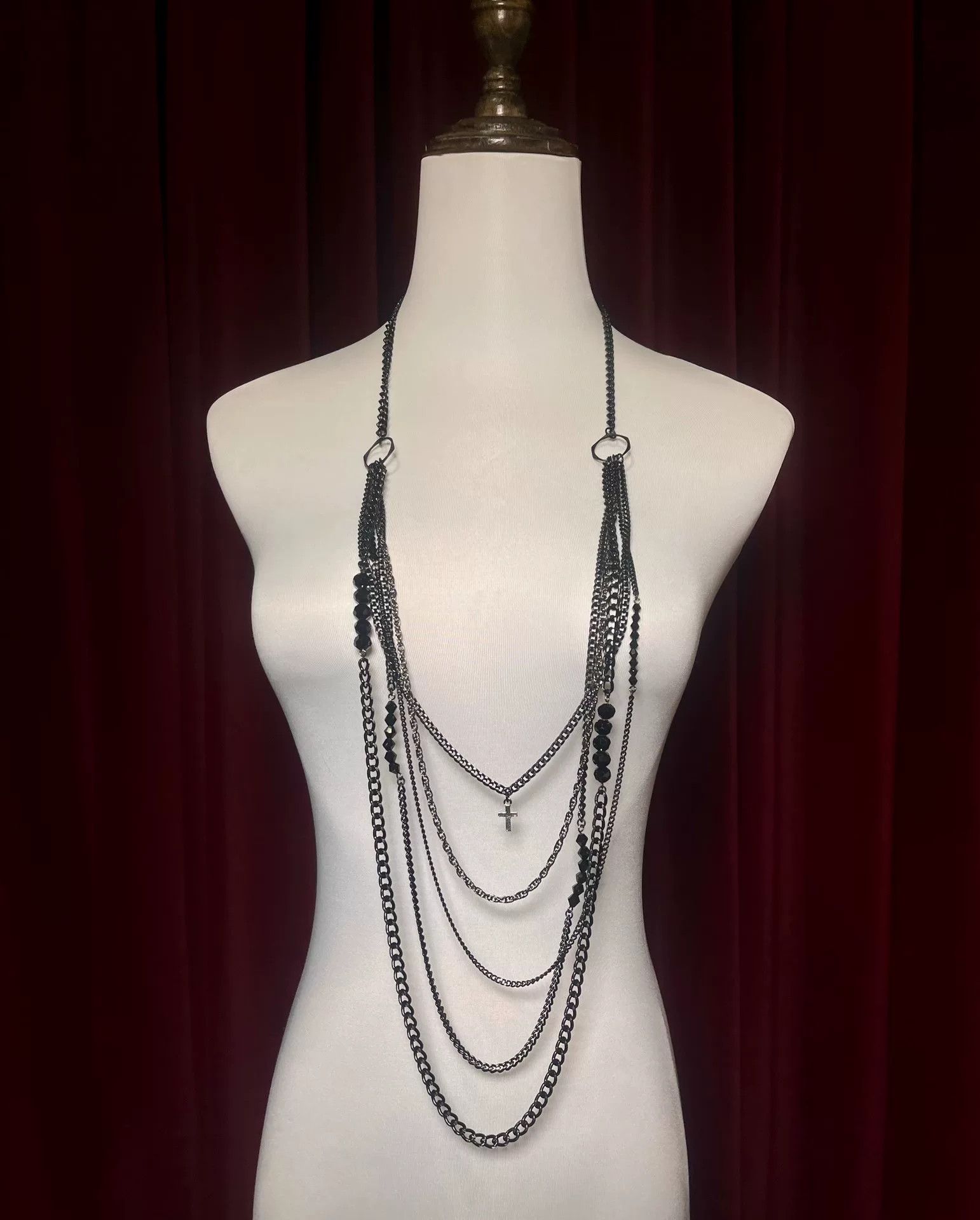 CIVARIZE adjustable black cross necklace with charms Size ONE SIZE - 3 Thumbnail