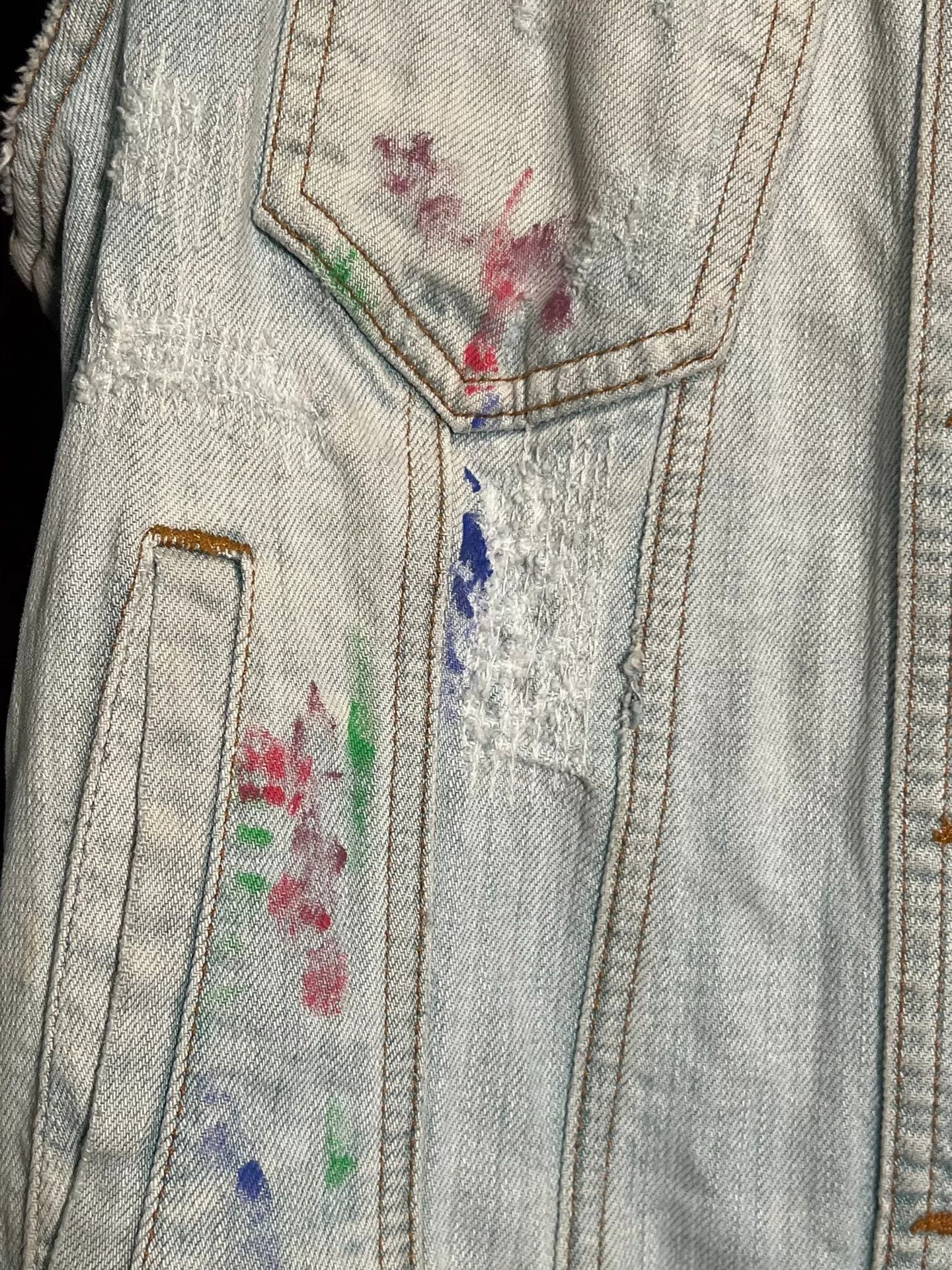 John Galliano John Galliano Distressed Denim Vest with Paint Size M / US 6-8 / IT 42-44 - 2 Thumbnail