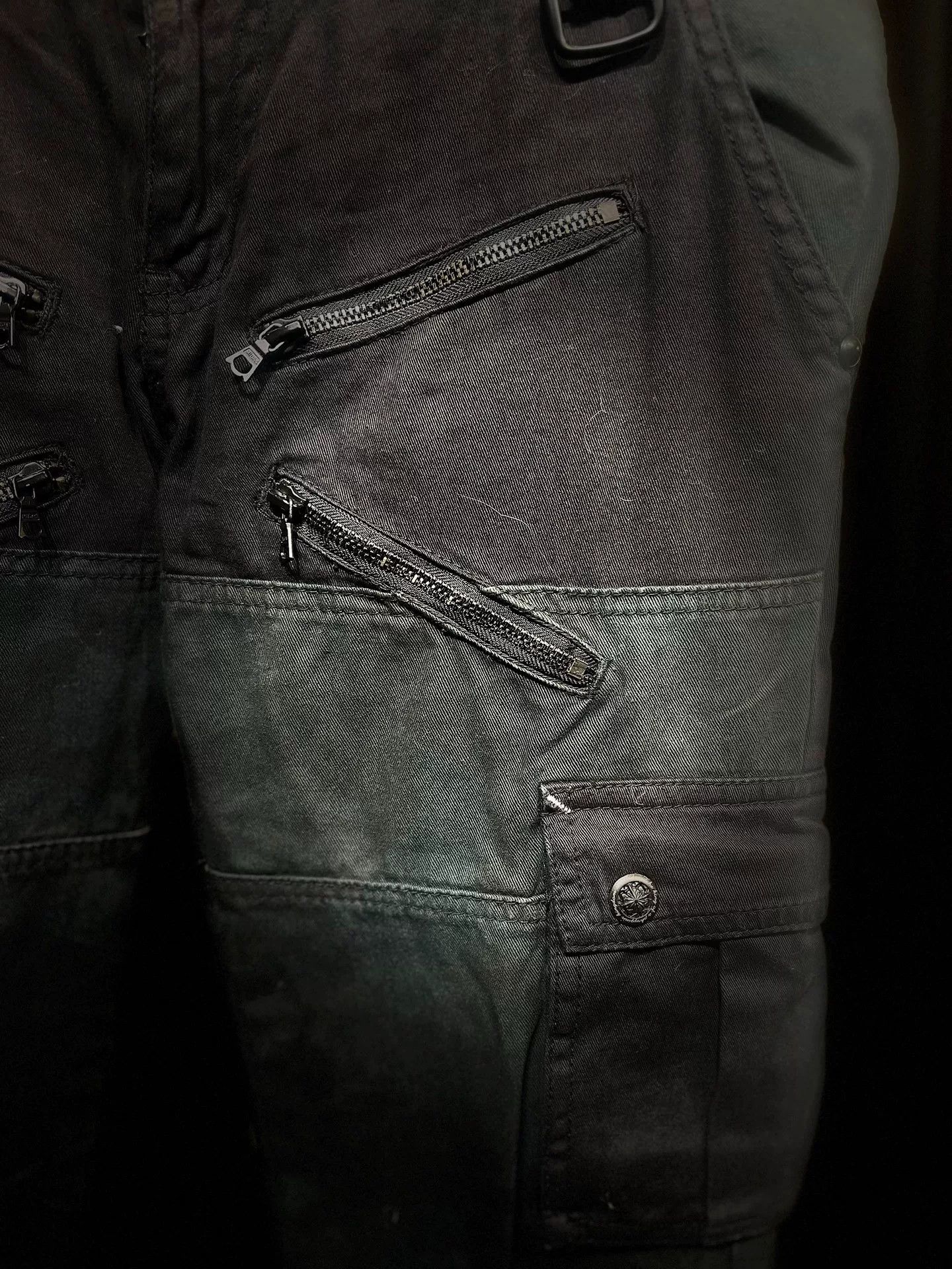 MIDNIGHT RODEO dark avant-garde cargo pants with zippers Size US 32 / EU 48 - 3 Thumbnail