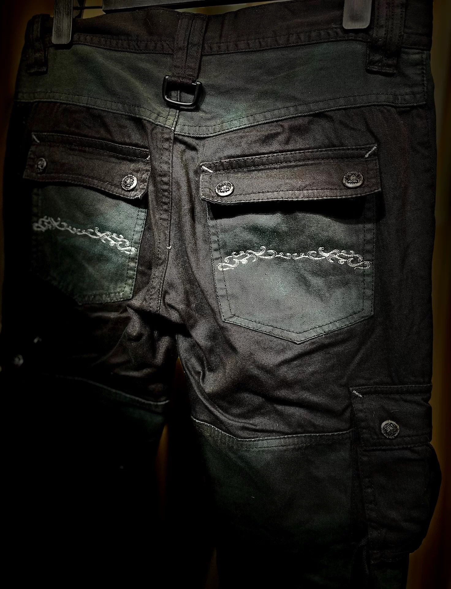 MIDNIGHT RODEO dark avant-garde cargo pants with zippers Size US 32 / EU 48 - 6 Thumbnail