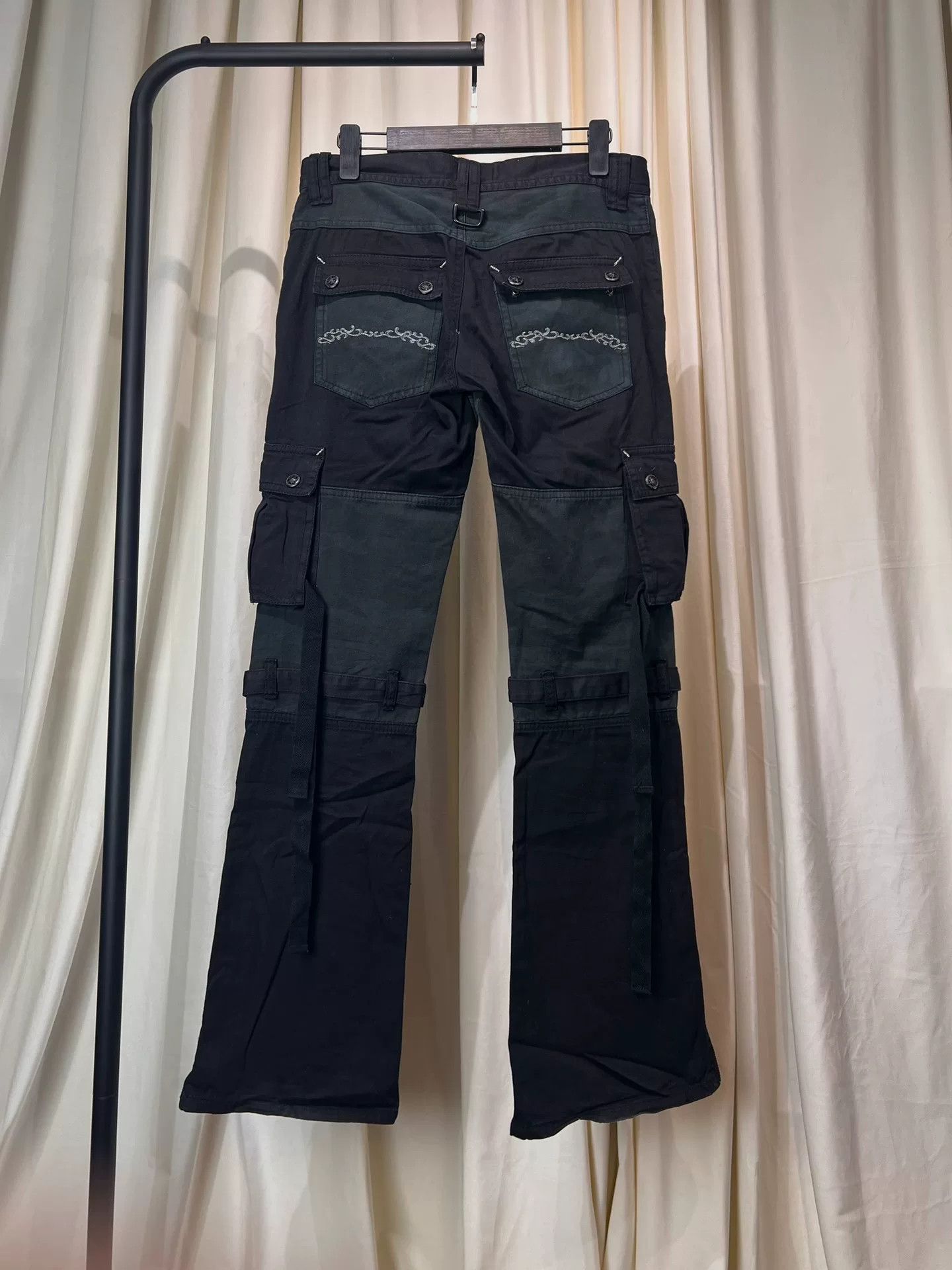 MIDNIGHT RODEO dark avant-garde cargo pants with zippers Size US 32 / EU 48 - 2 Thumbnail