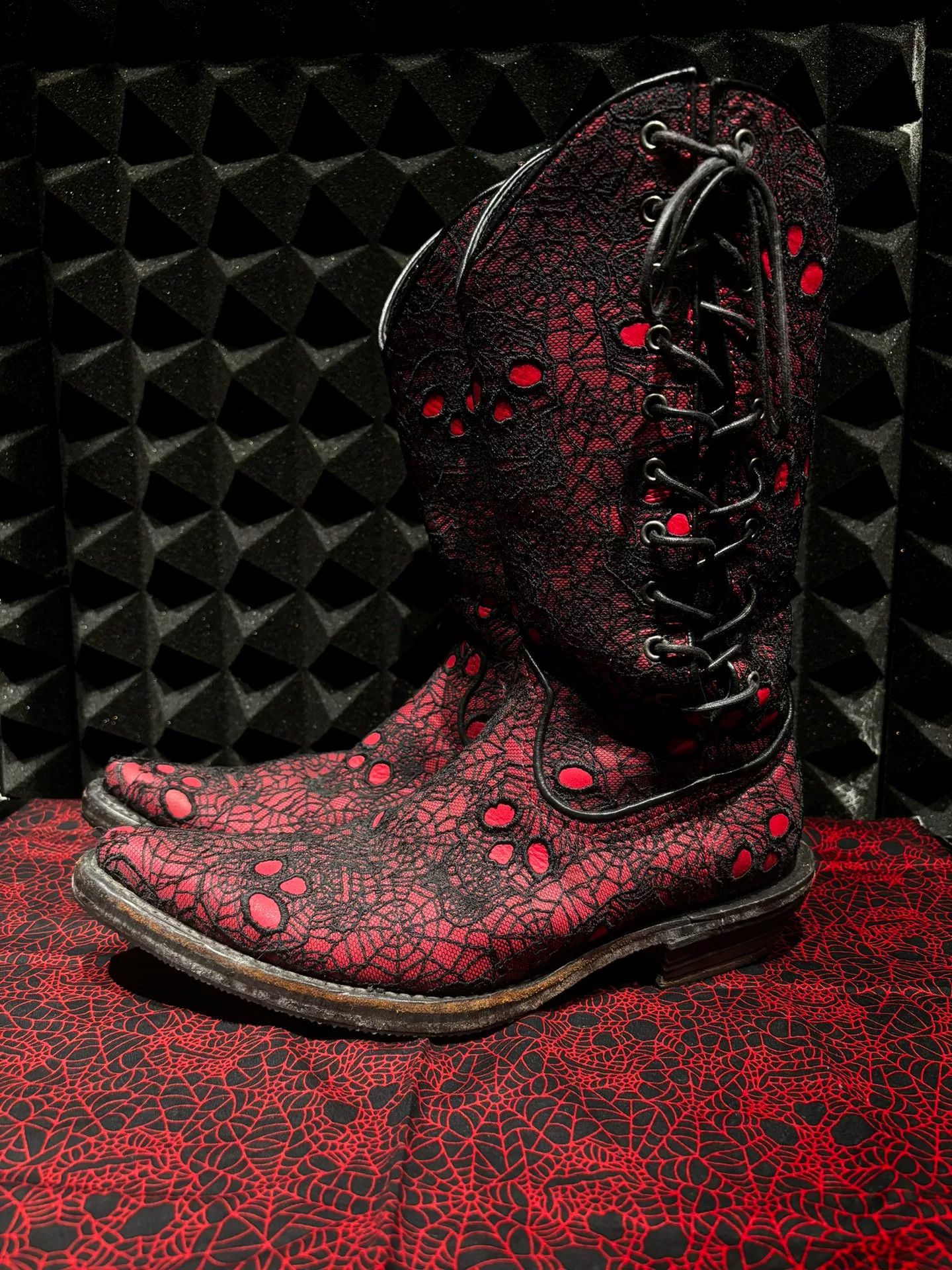 Number (N)ine red spider print chelsea boots Size US 6 / EU 39 - 2 Thumbnail