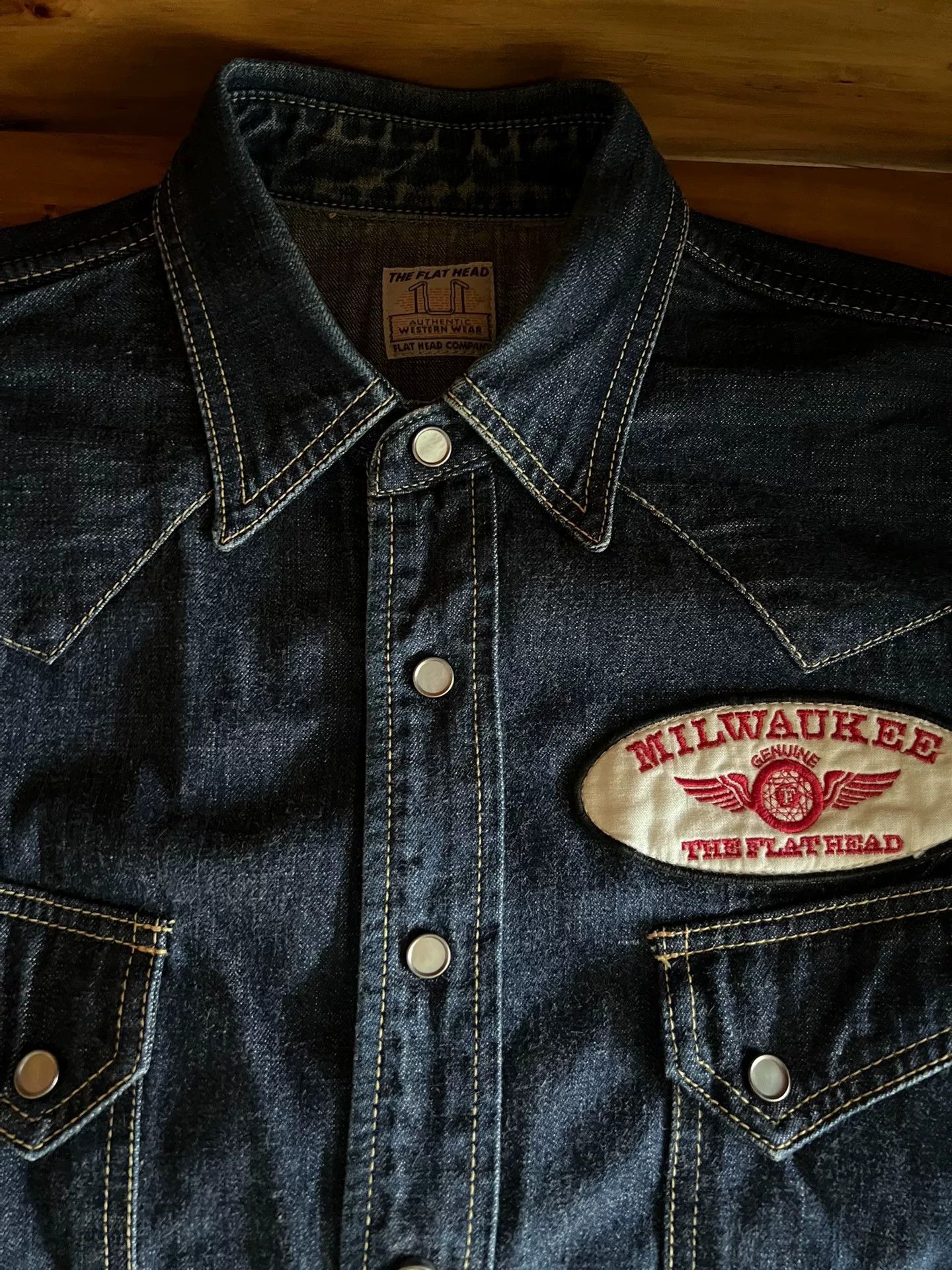 RRL Ralph Lauren vintage western style denim button-up shirt Size US L / EU 52-54 / 3 - 9 Thumbnail