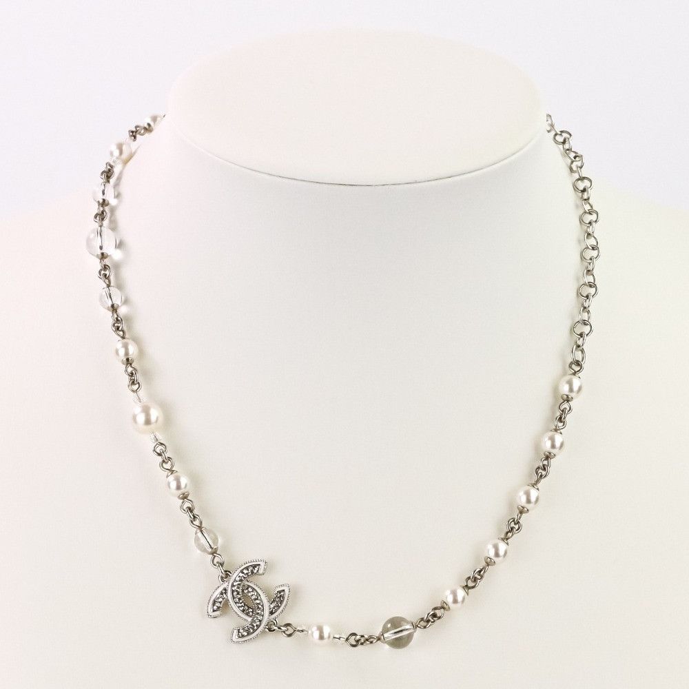 Chanel Chanel Chanel Coco Mark Pearl Necklace Metal Necklace A25C DUTY FREE for USA Size ONE SIZE - 2 Thumbnail