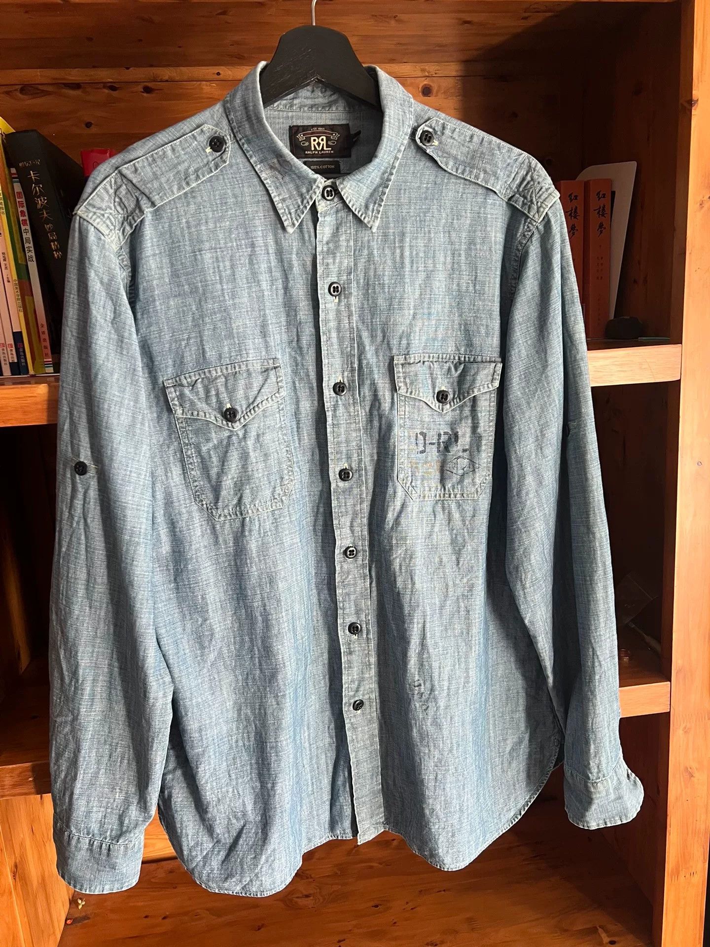 RRL Ralph Lauren RRL Double RL Vintage Military Denim Shirt Size US L / EU 52-54 / 3 - 2 Thumbnail