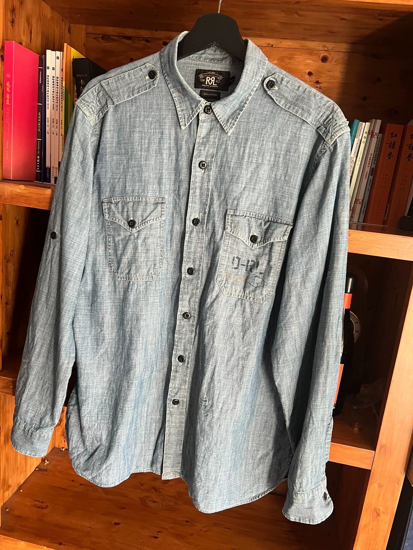RRL Ralph Lauren RRL Double RL Vintage Military Denim Shirt Size US L / EU 52-54 / 3 - 3 Thumbnail