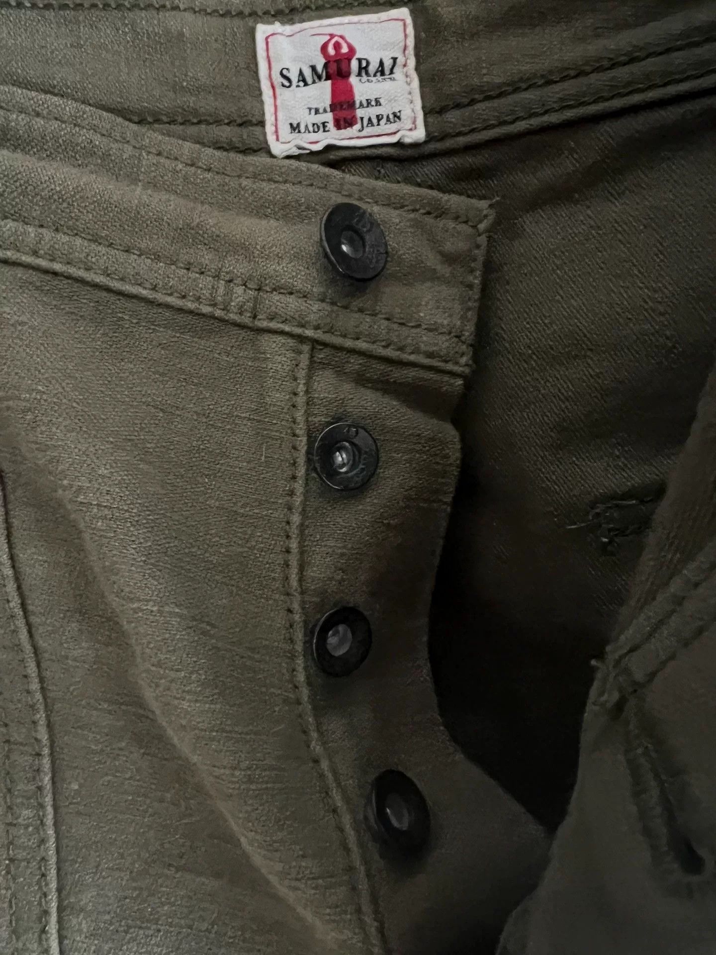 Samurai Jeans green cargo work pants with thick fabric Size US 32 / EU 48 - 6 Thumbnail