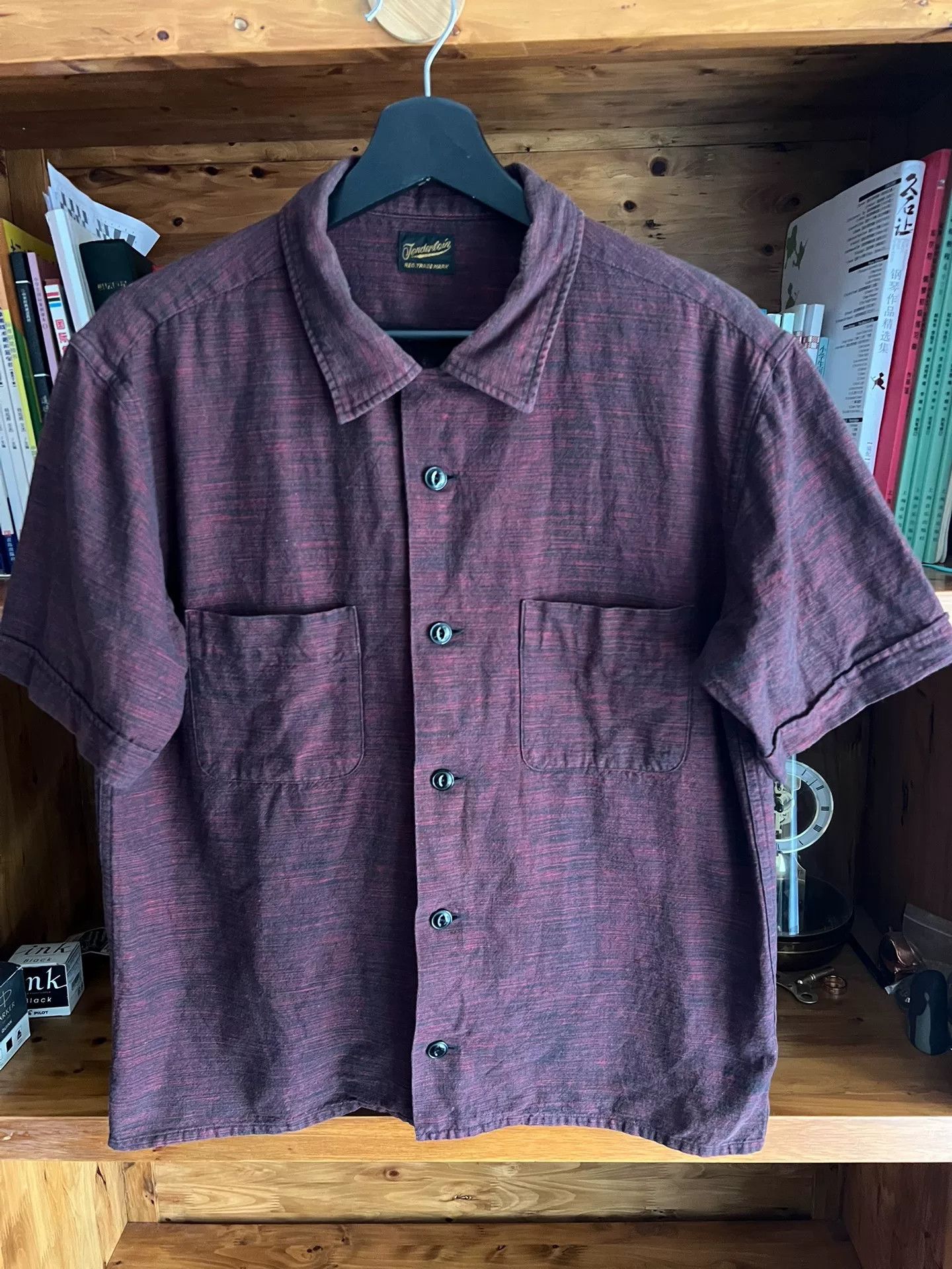 Tenderloin open collar shirt in rich burgundy color Size US S / EU 44-46 / 1 - 4 Thumbnail