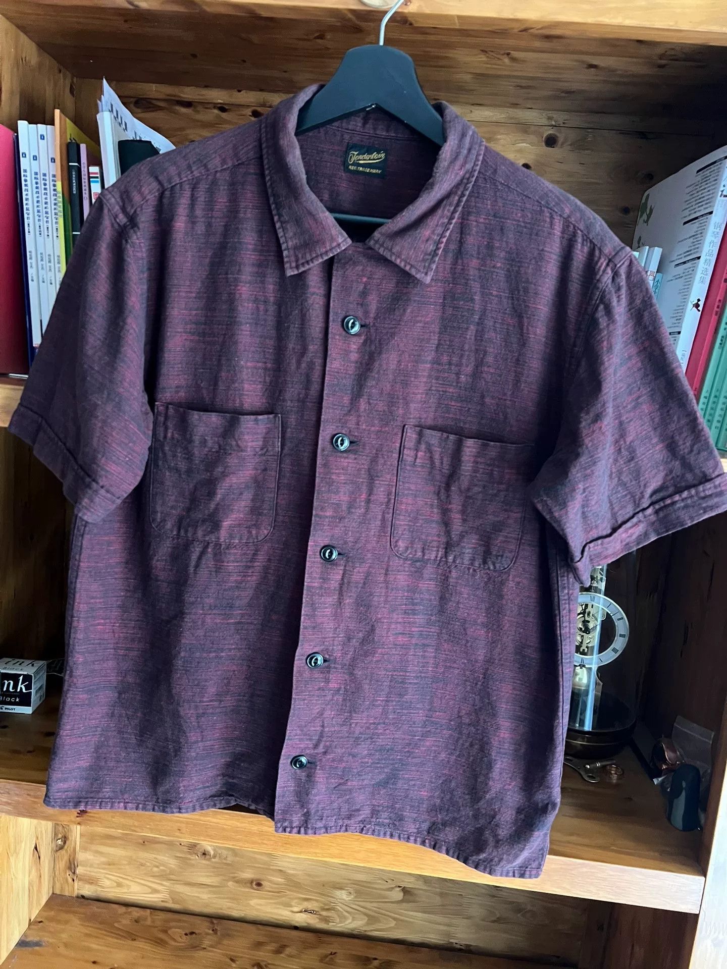 Tenderloin open collar shirt in rich burgundy color Size US S / EU 44-46 / 1 - 3 Thumbnail