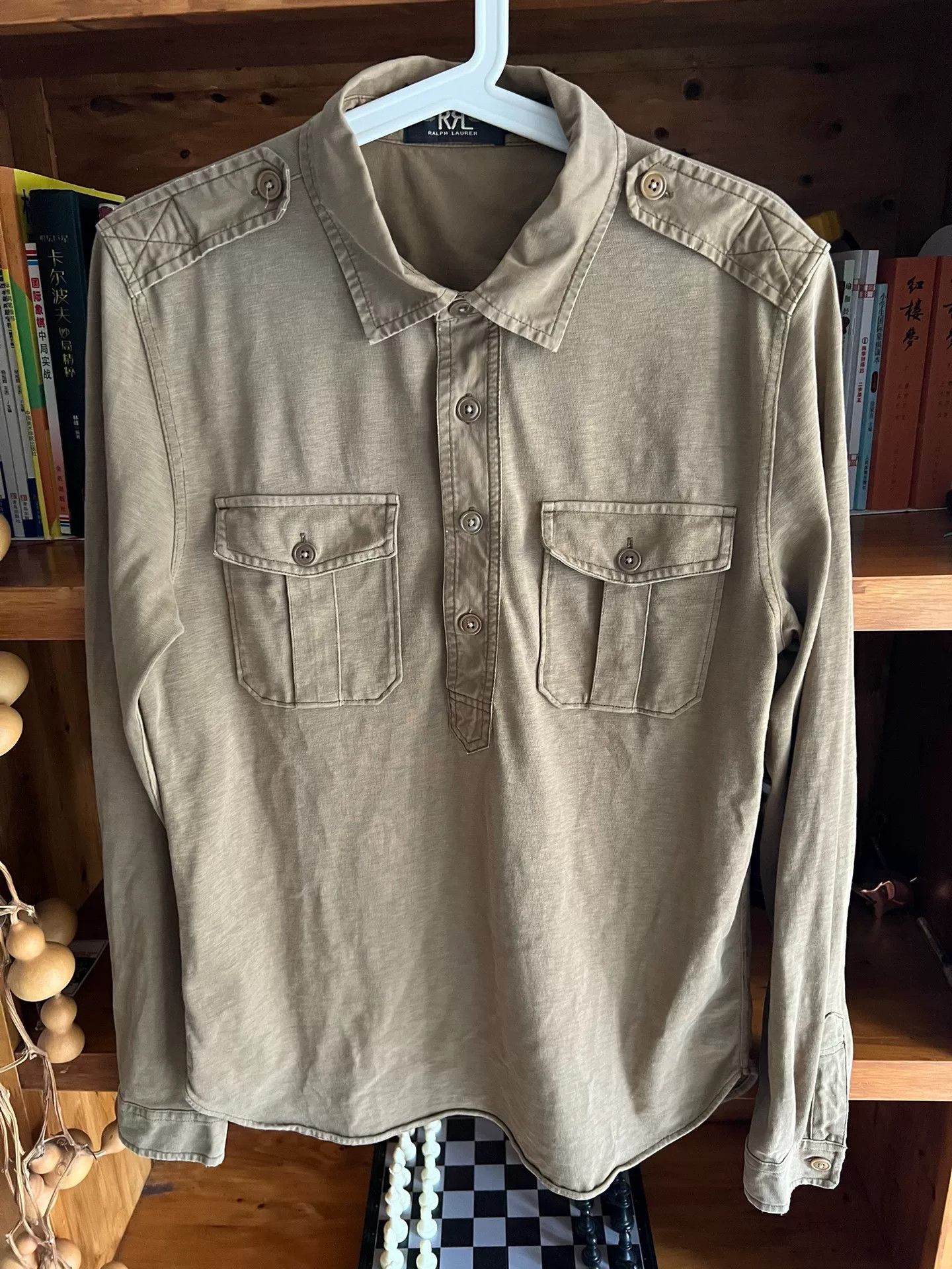 RRL Ralph Lauren khaki military style pullover shirt jacket Size US S / EU 44-46 / 1 - 3 Thumbnail