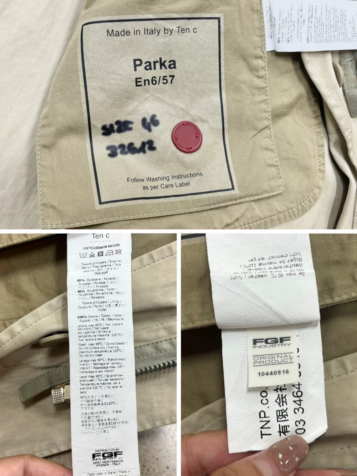 Ten C TEN C Parka Fish Tail Coat in Beige Size US XL / EU 56 / 4 - 4 Thumbnail