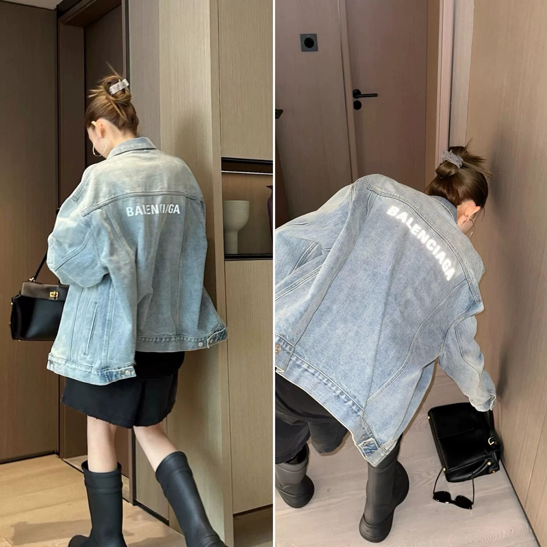 Balenciaga Balenciaga Classic Denim Jacket with Reflective Logo Size US L / EU 52-54 / 3 - 4 Thumbnail