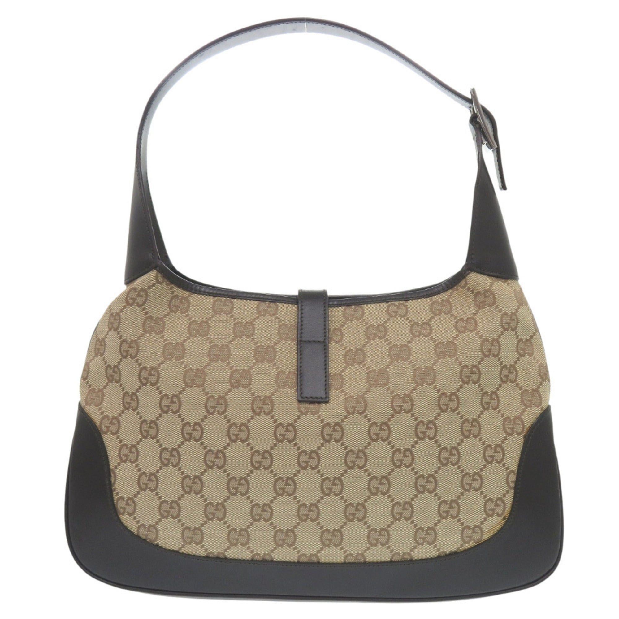 Gucci Excellent condition Gucci GG canvas Jackie Shelley one-shoulder bag 00963 in brown, beige, and black leather. 1282 Size ONE SIZE - 2 Thumbnail