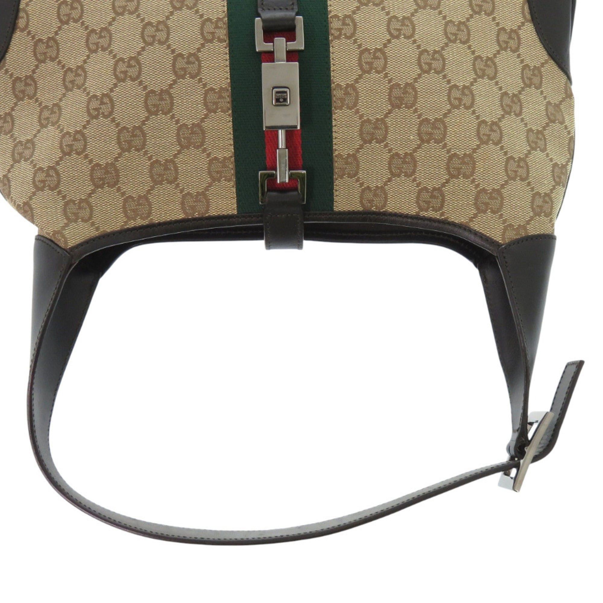 Gucci Excellent condition Gucci GG canvas Jackie Shelley one-shoulder bag 00963 in brown, beige, and black leather. 1282 Size ONE SIZE - 5 Thumbnail