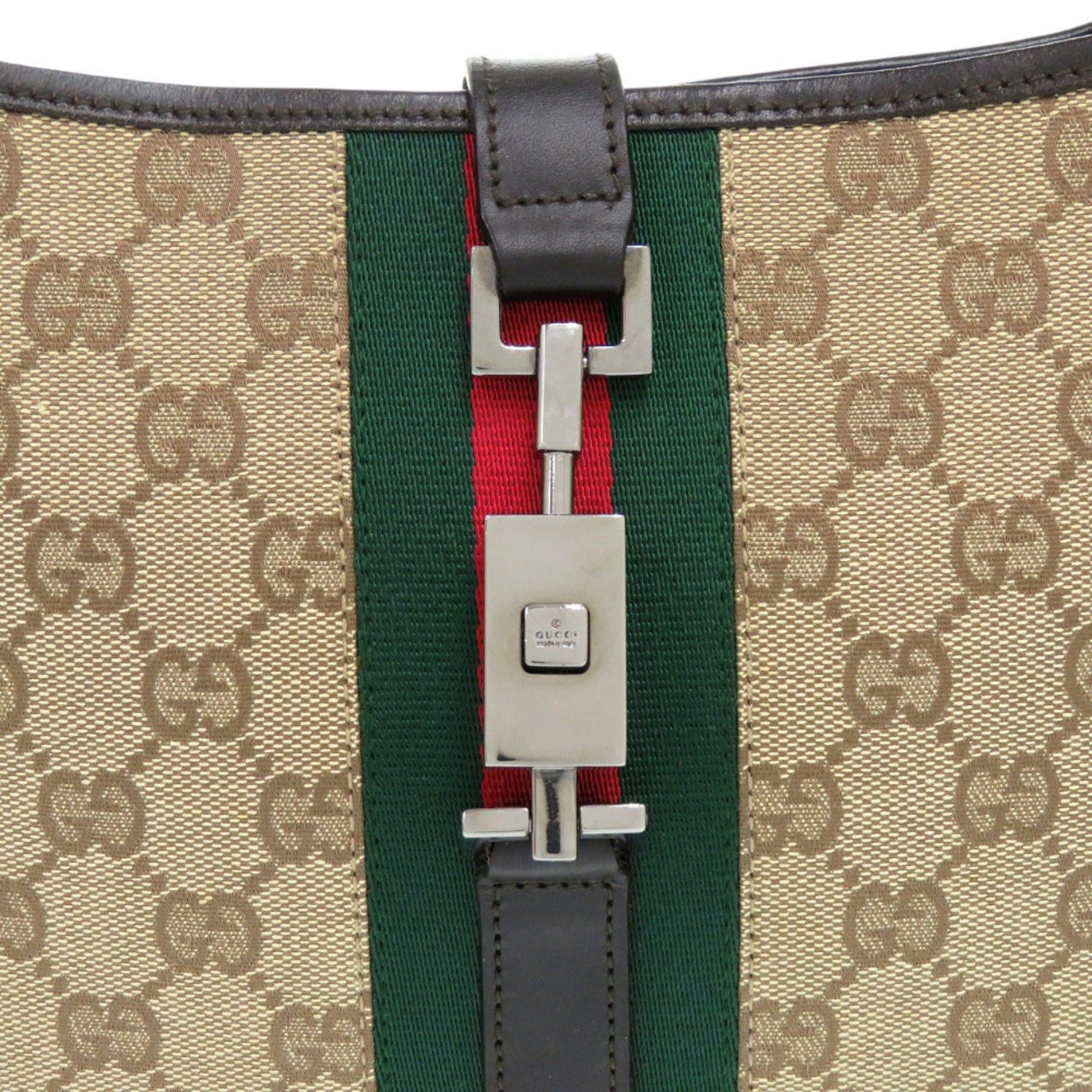 Gucci Excellent condition Gucci GG canvas Jackie Shelley one-shoulder bag 00963 in brown, beige, and black leather. 1282 Size ONE SIZE - 4 Thumbnail