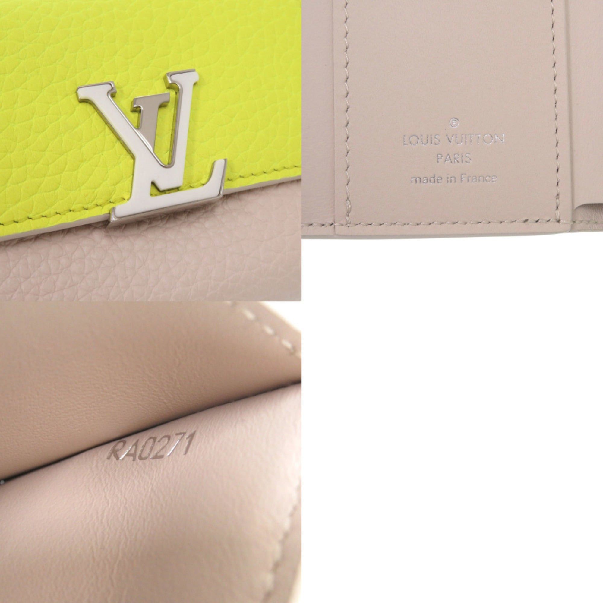 Louis Vuitton Like new Louis Vuitton Portefeuille Capucines XS M80325 Taurillon Leather Yellow and Beige Tri-fold Wallet LV 0725 Size ONE SIZE - 8 Thumbnail