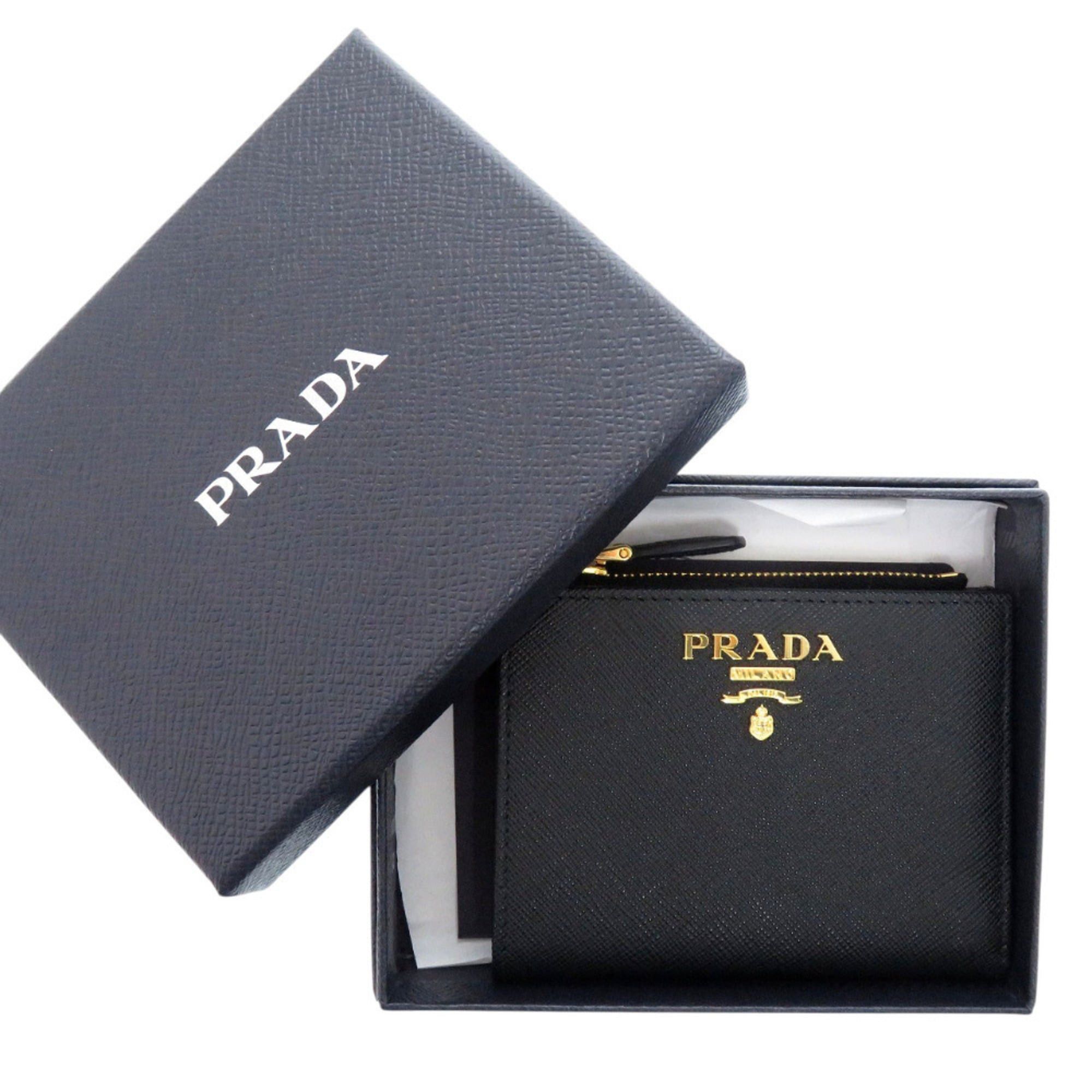 Prada Excellent condition Prada Saffiano Multicolor Wallet 1MV204 ZLP F061H Calfskin Nero Ibisco Black Pink Bifold 1907 Size ONE SIZE - 2 Thumbnail
