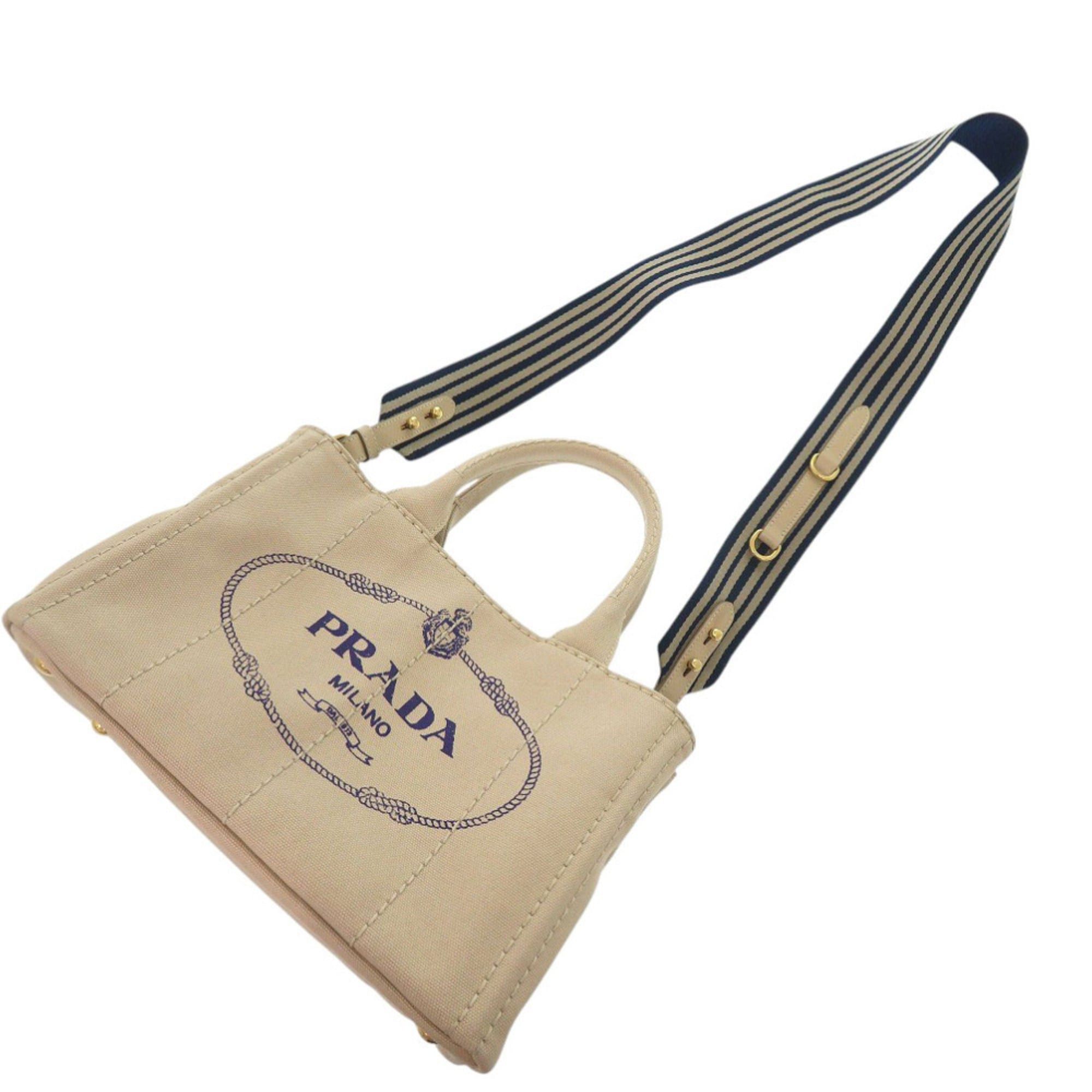 Prada Excellent condition Prada Canapa Mini 1BG439 canvas tote bag in beige and navy (product code: 0800) Size ONE SIZE - 3 Thumbnail