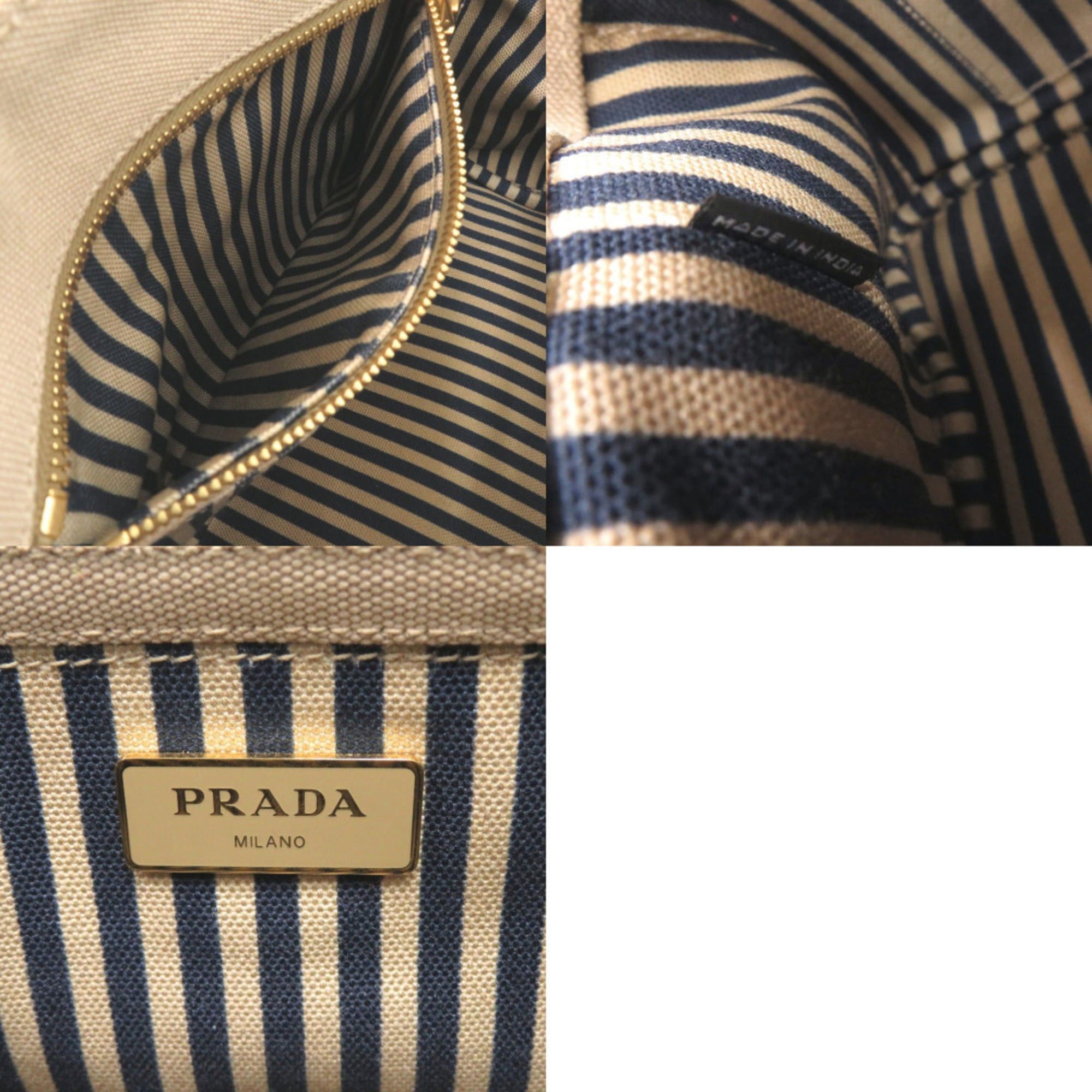 Prada Excellent condition Prada Canapa Mini 1BG439 canvas tote bag in beige and navy (product code: 0800) Size ONE SIZE - 10 Thumbnail
