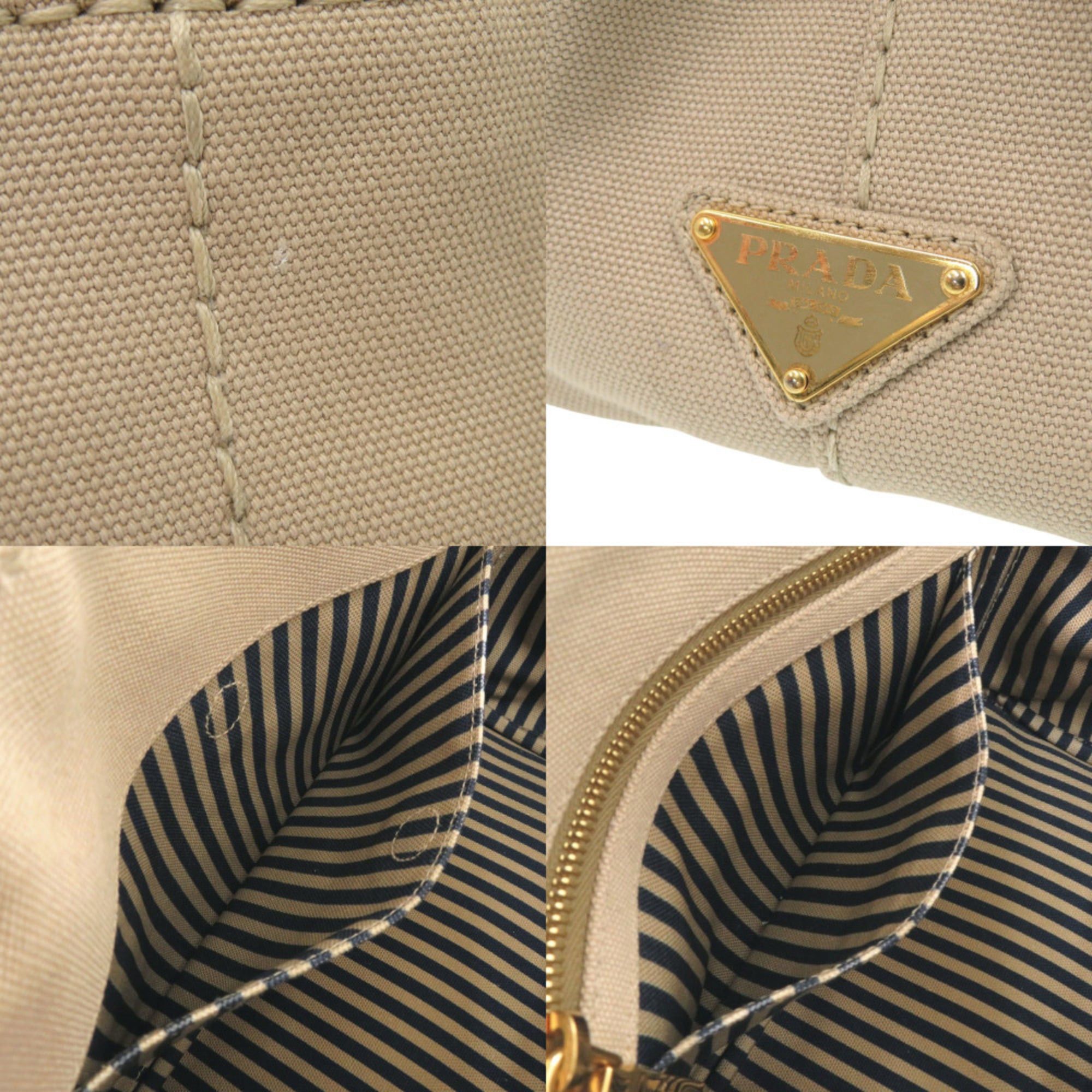 Prada Excellent condition Prada Canapa Mini 1BG439 canvas tote bag in beige and navy (product code: 0800) Size ONE SIZE - 9 Thumbnail