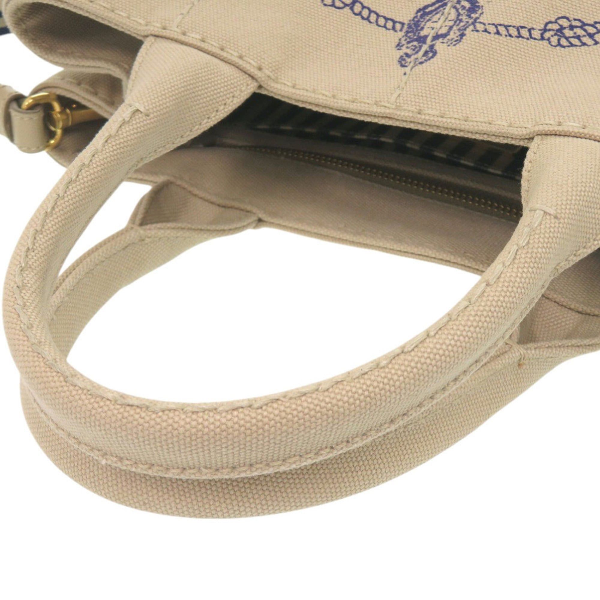 Prada Excellent condition Prada Canapa Mini 1BG439 canvas tote bag in beige and navy (product code: 0800) Size ONE SIZE - 6 Thumbnail