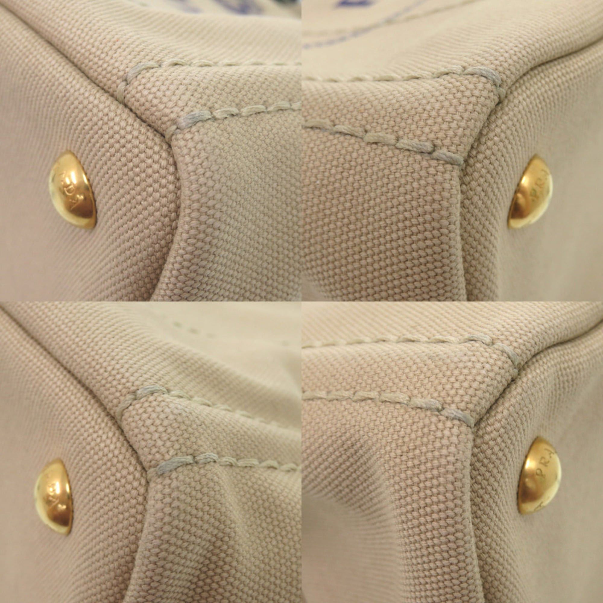 Prada Excellent condition Prada Canapa Mini 1BG439 canvas tote bag in beige and navy (product code: 0800) Size ONE SIZE - 4 Thumbnail