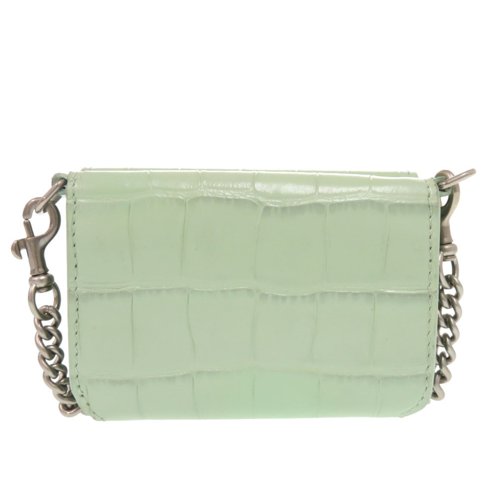 Balenciaga Like new Balenciaga Chain Wallet 618145 Embossed Leather Green Tri-fold 1264 Size ONE SIZE - 3 Thumbnail