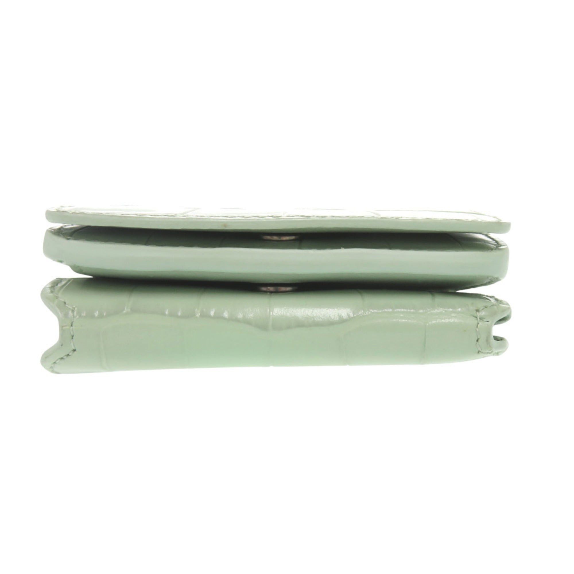 Balenciaga Like new Balenciaga Chain Wallet 618145 Embossed Leather Green Tri-fold 1264 Size ONE SIZE - 6 Thumbnail
