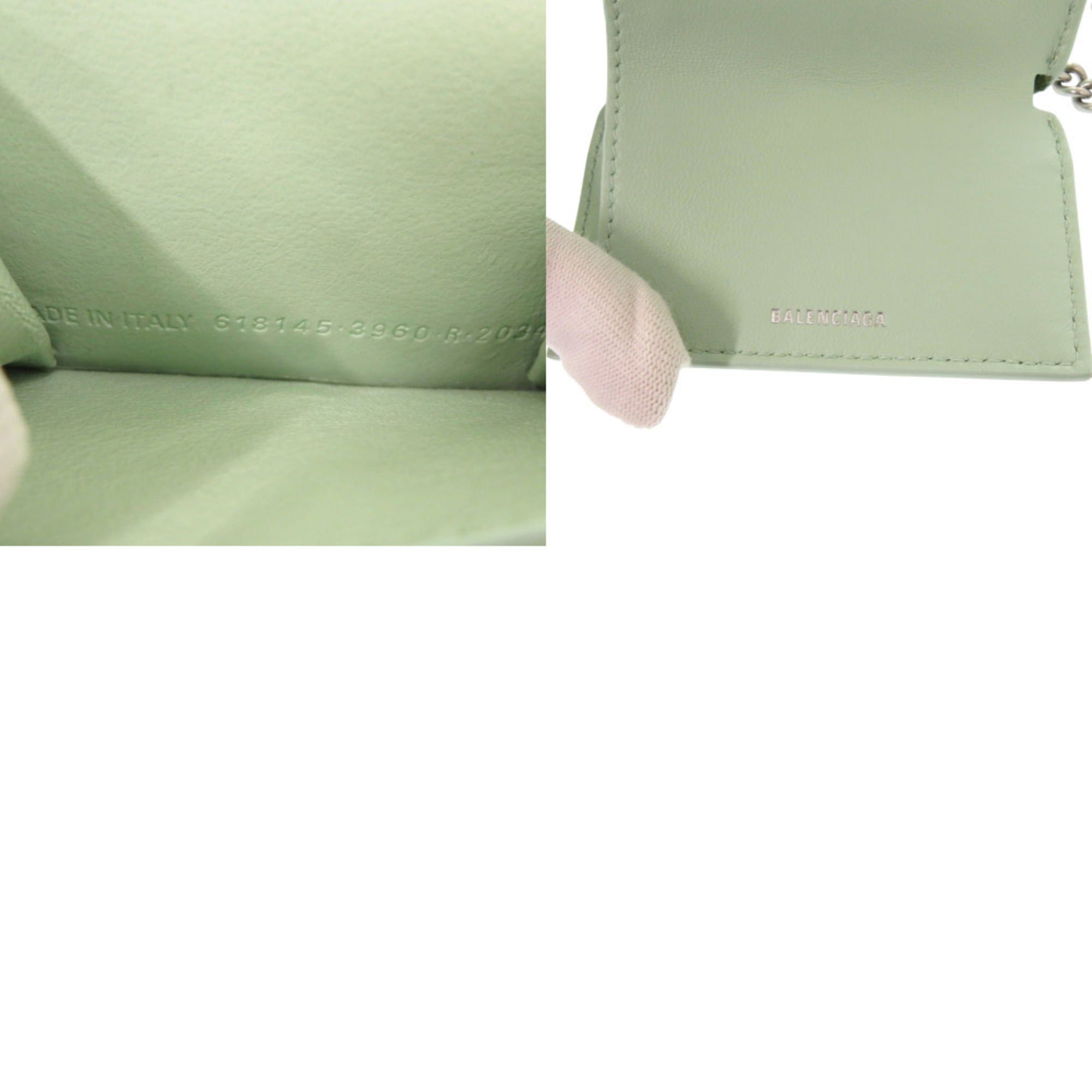 Balenciaga Like new Balenciaga Chain Wallet 618145 Embossed Leather Green Tri-fold 1264 Size ONE SIZE - 9 Thumbnail
