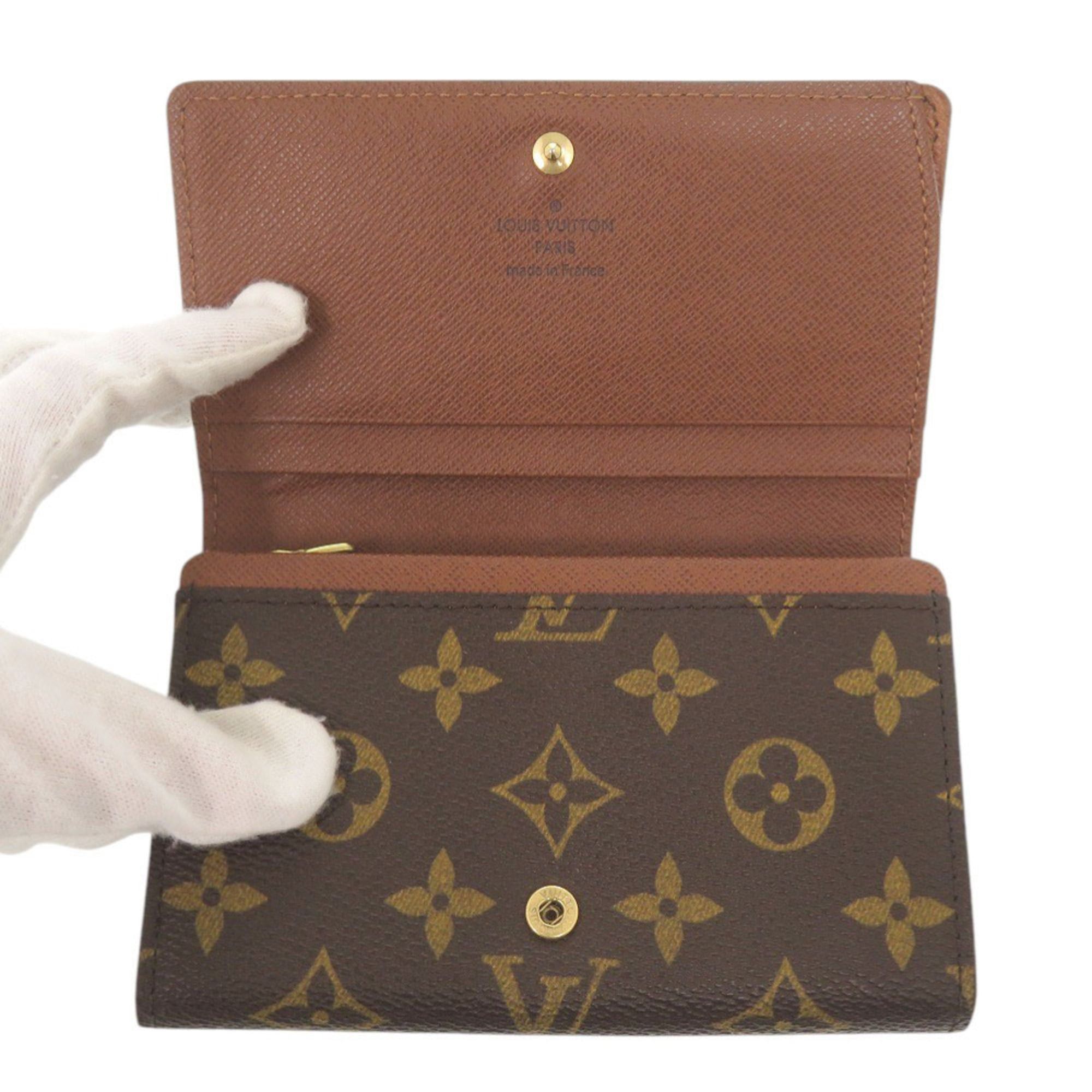 Louis Vuitton Excellent condition, no stickiness. Louis Vuitton Porte Monnaie Bi-fold Wallet M61730, Brown, Tresor Monogram. LV 1732. Size ONE SIZE - 4 Thumbnail