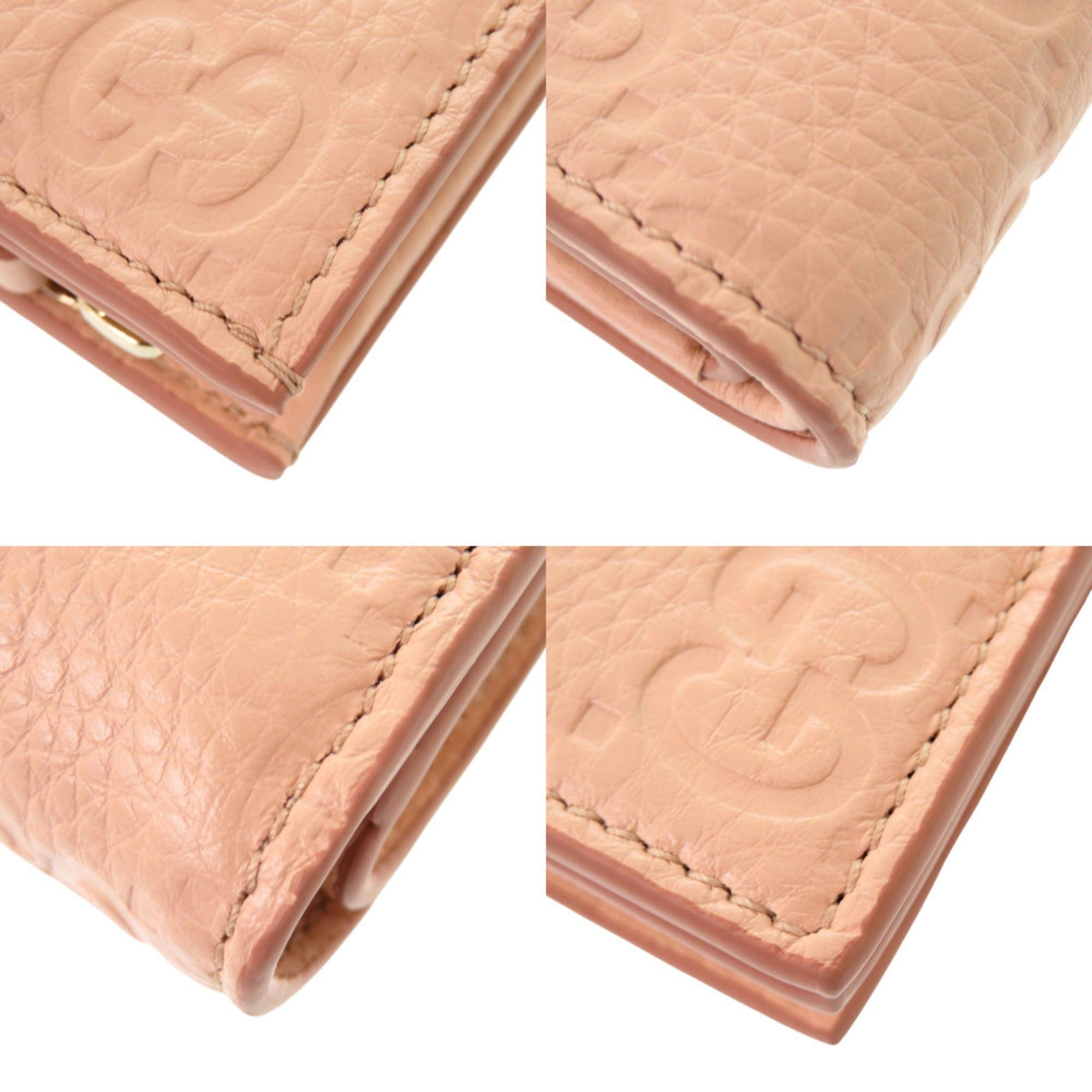Gucci Like new Gucci GG Emblem Medium Wallet 815874 Grained Leather Taupe Beige Bifold 1047 Size ONE SIZE - 7 Thumbnail