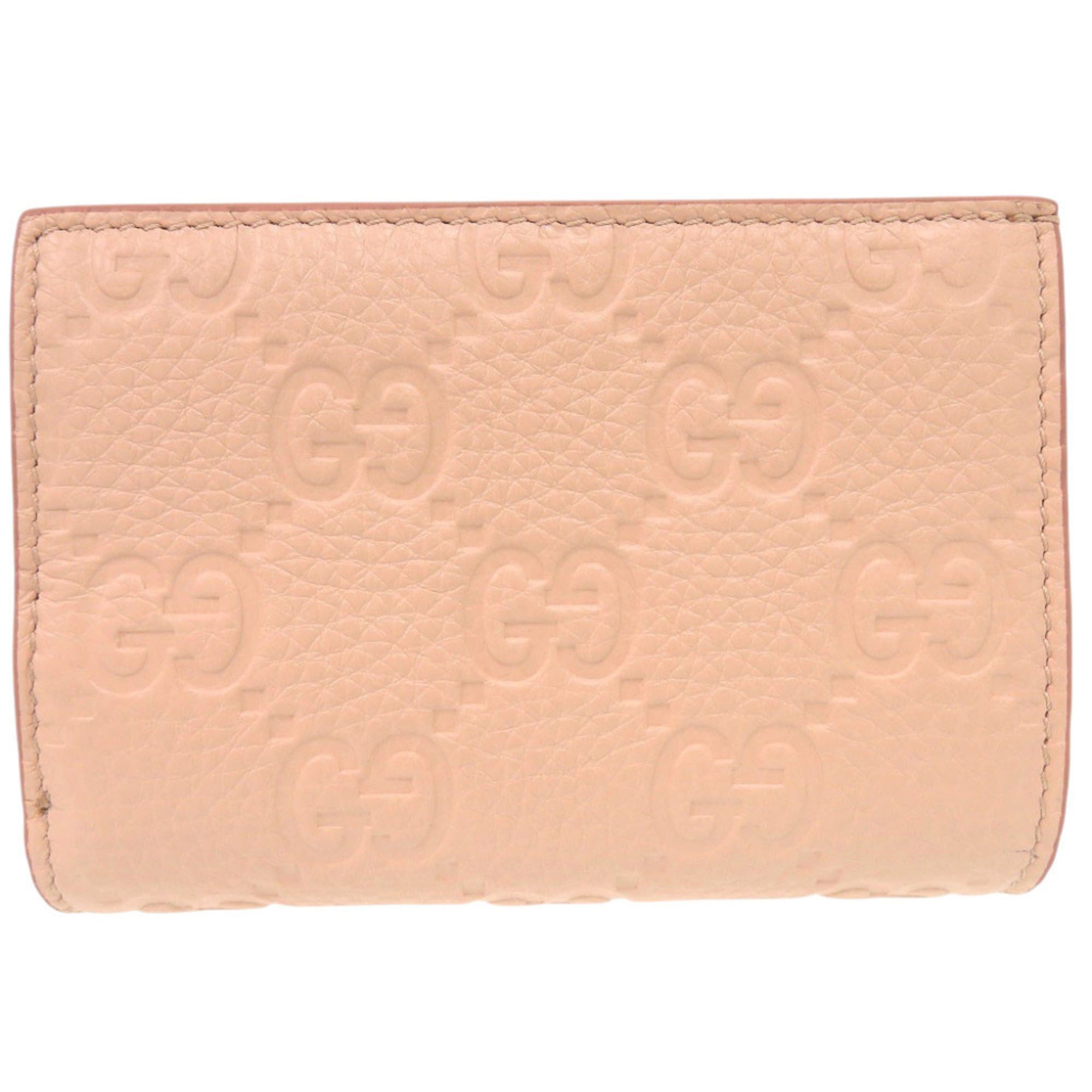 Gucci Like new Gucci GG Emblem Medium Wallet 815874 Grained Leather Taupe Beige Bifold 1047 Size ONE SIZE - 8 Thumbnail