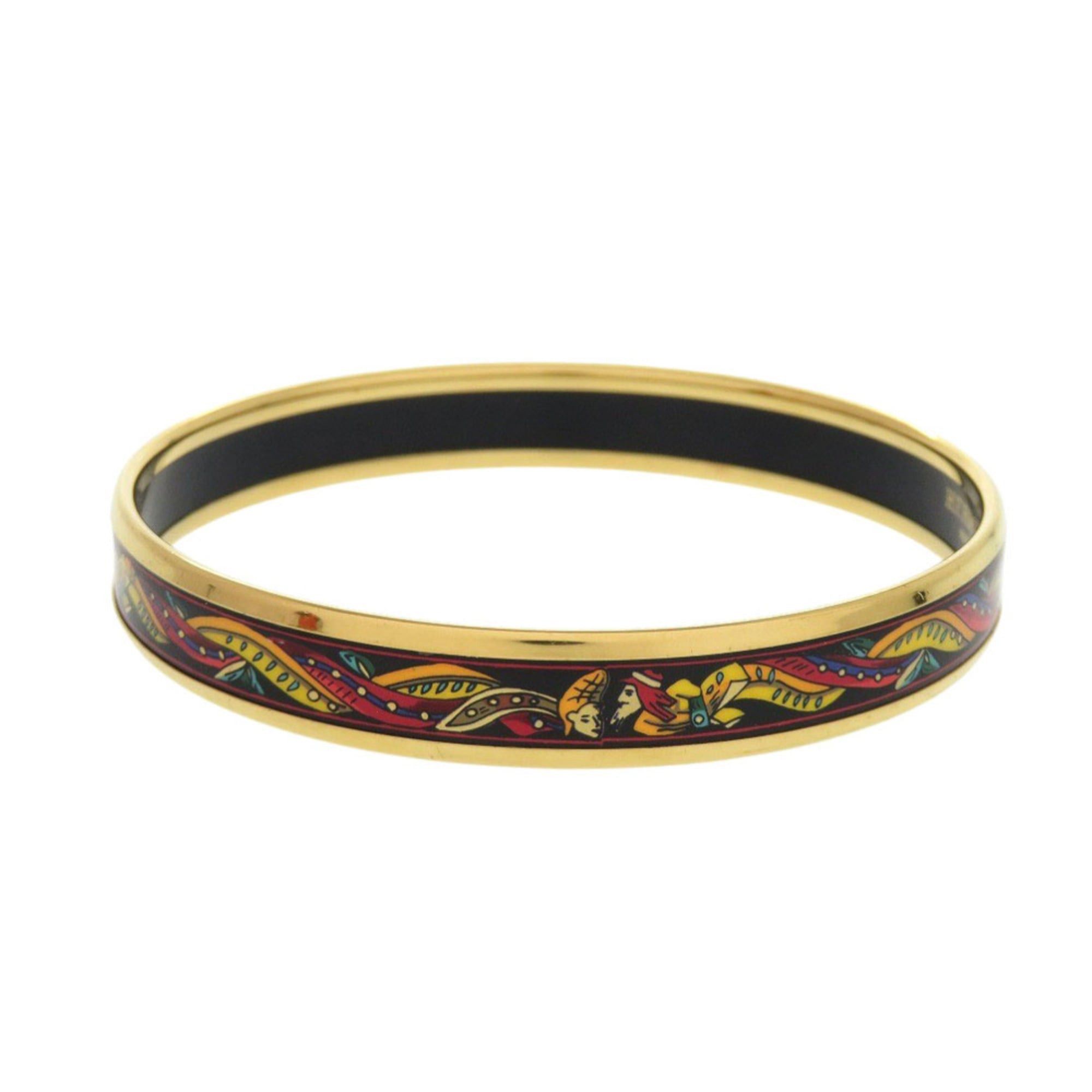Hermes Hermes Excellent condition Hermès enamel PM bangle, metal black and gold, Y stamp (2020 model), black, 1136 Size ONE SIZE - 2 Thumbnail