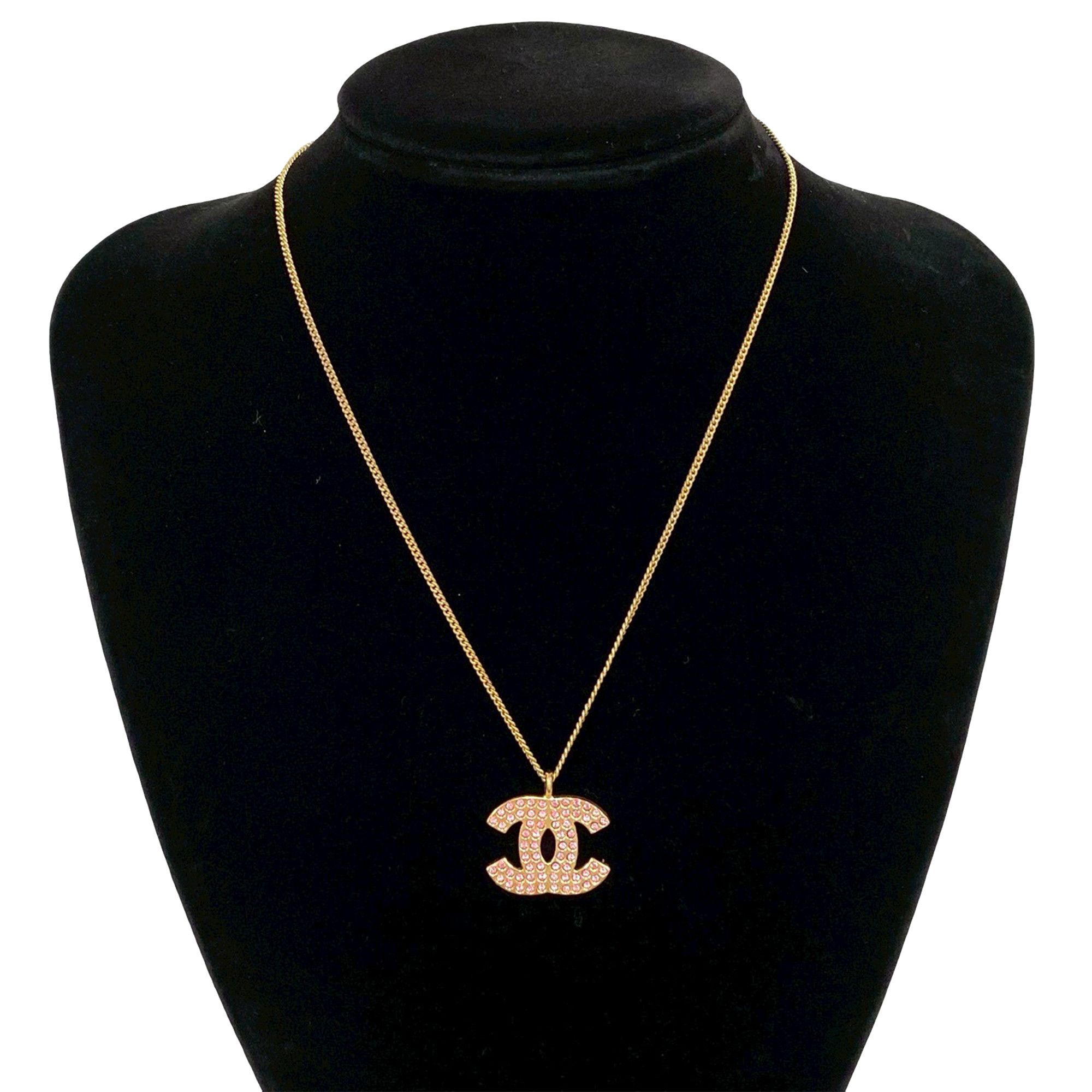 Chanel Chanel CC Gold Plated Rhinestone Pendant Necklace Size ONE SIZE - 5 Thumbnail