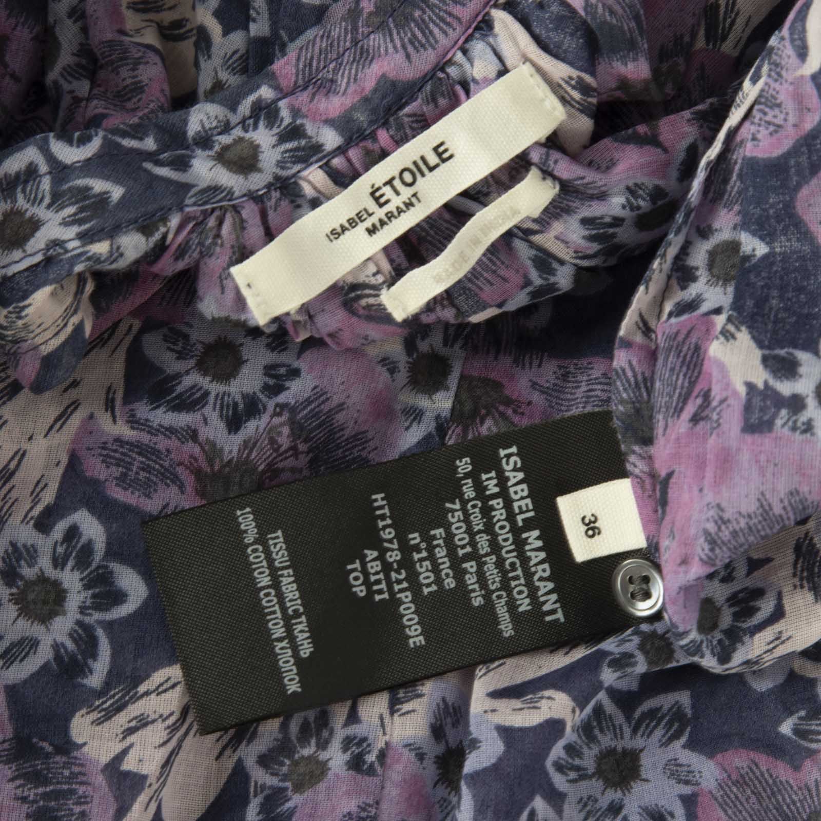Isabel Marant Purple Floral Sleeveless Blouse Size XS / US 0-2 / IT 36-38 - 4 Thumbnail