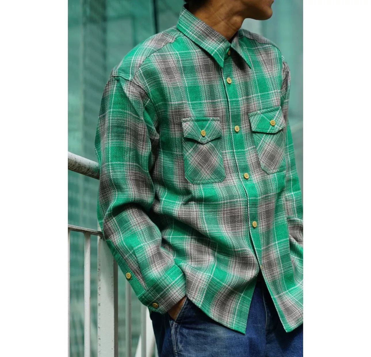 Visvim visvim green plaid shirt for spring Size US M / EU 48-50 / 2 - 2 Thumbnail
