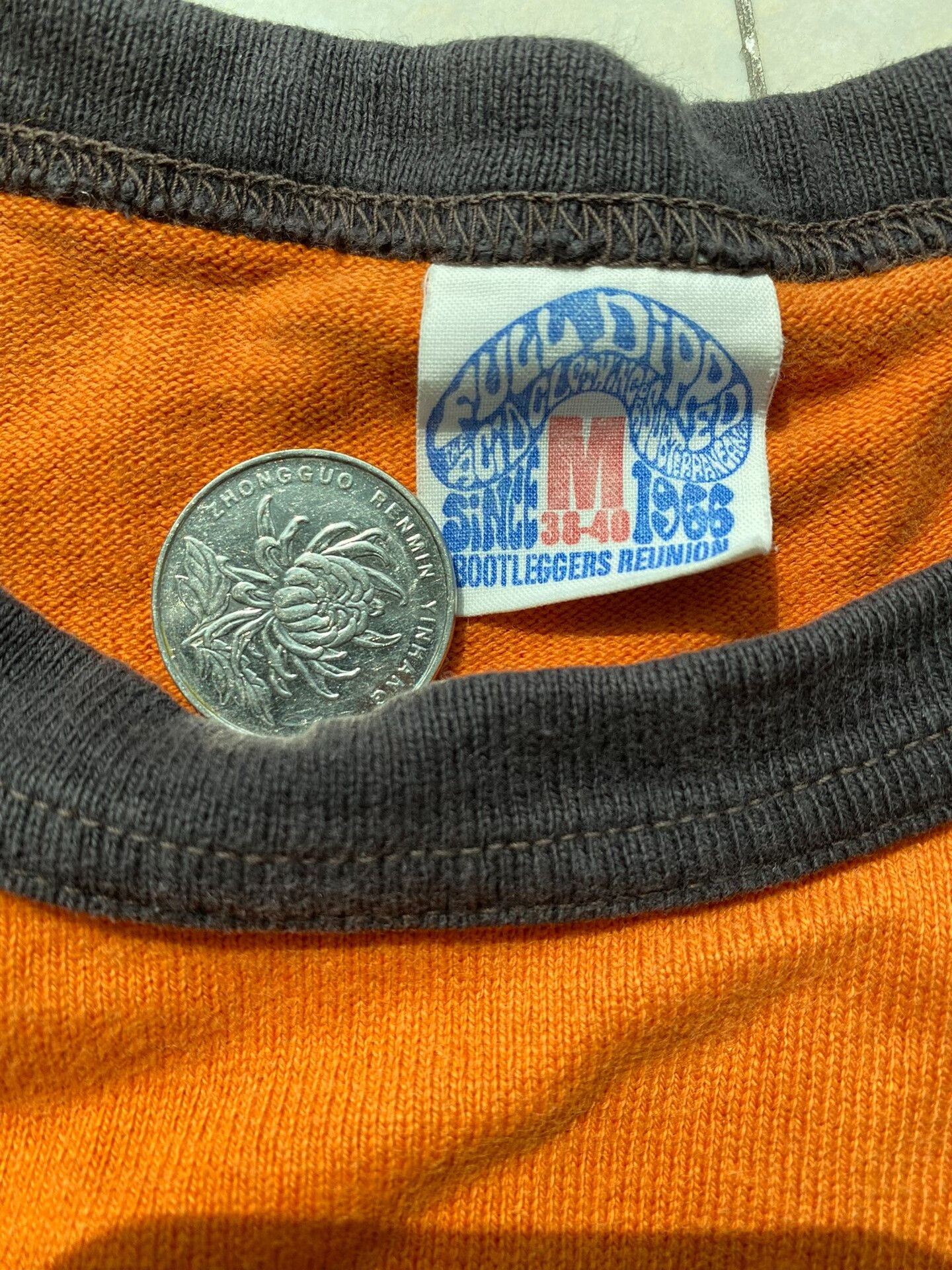 Freewheelers orange and green long sleeve skull shirt Size US M / EU 48-50 / 2 - 5 Thumbnail