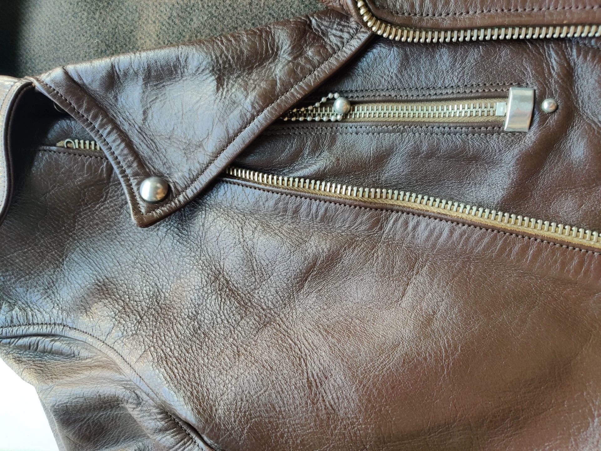 Freewheelers stylish brown leather biker jacket Size US M / EU 48-50 / 2 - 7 Thumbnail