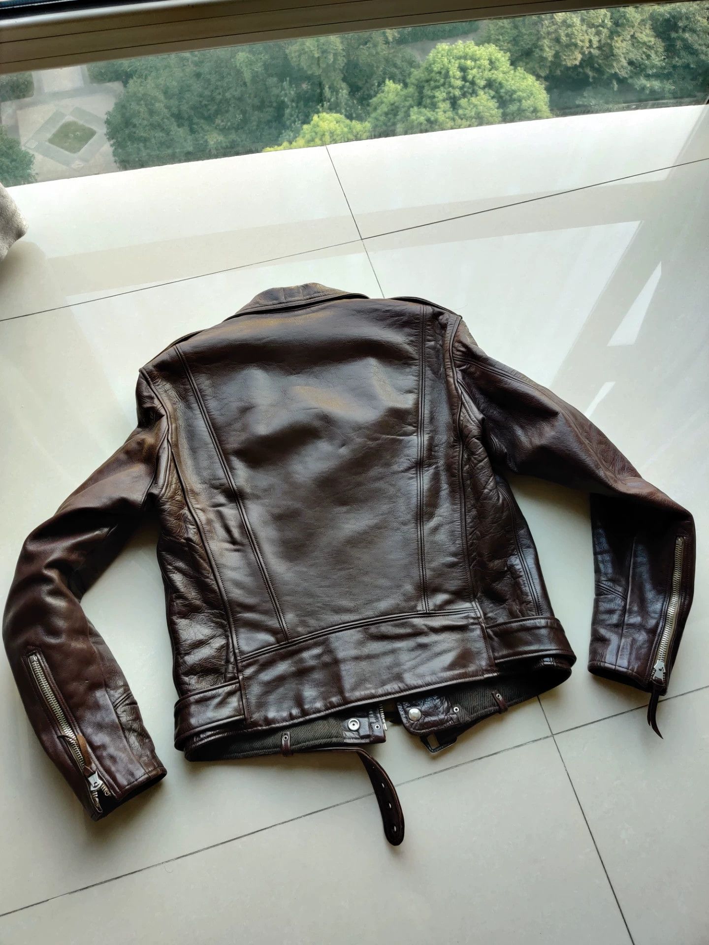 Freewheelers stylish brown leather biker jacket Size US M / EU 48-50 / 2 - 2 Thumbnail