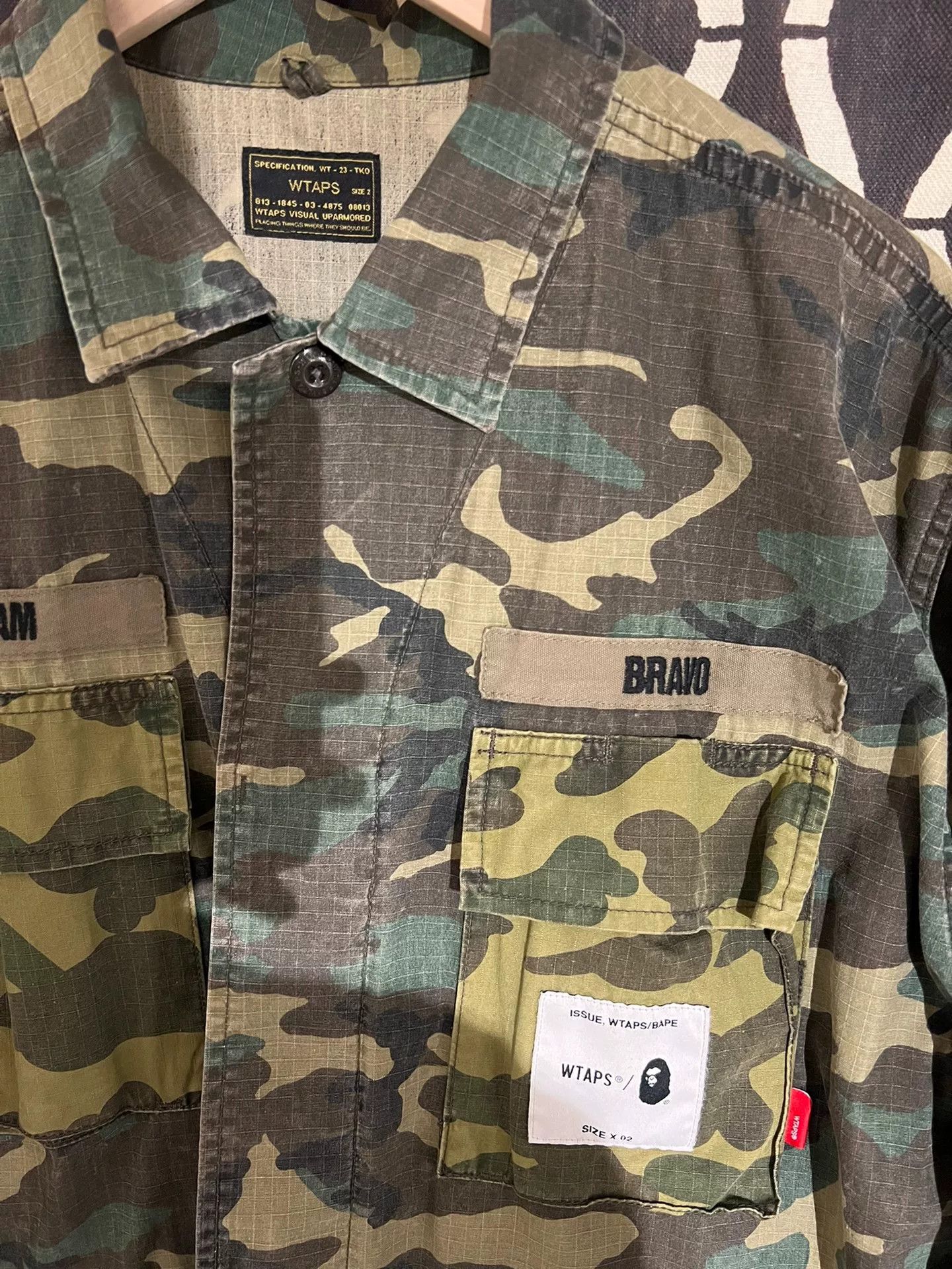 Bape bape x wtaps jungle camo long sleeve shirt Size US M / EU 48-50 / 2 - 3 Thumbnail