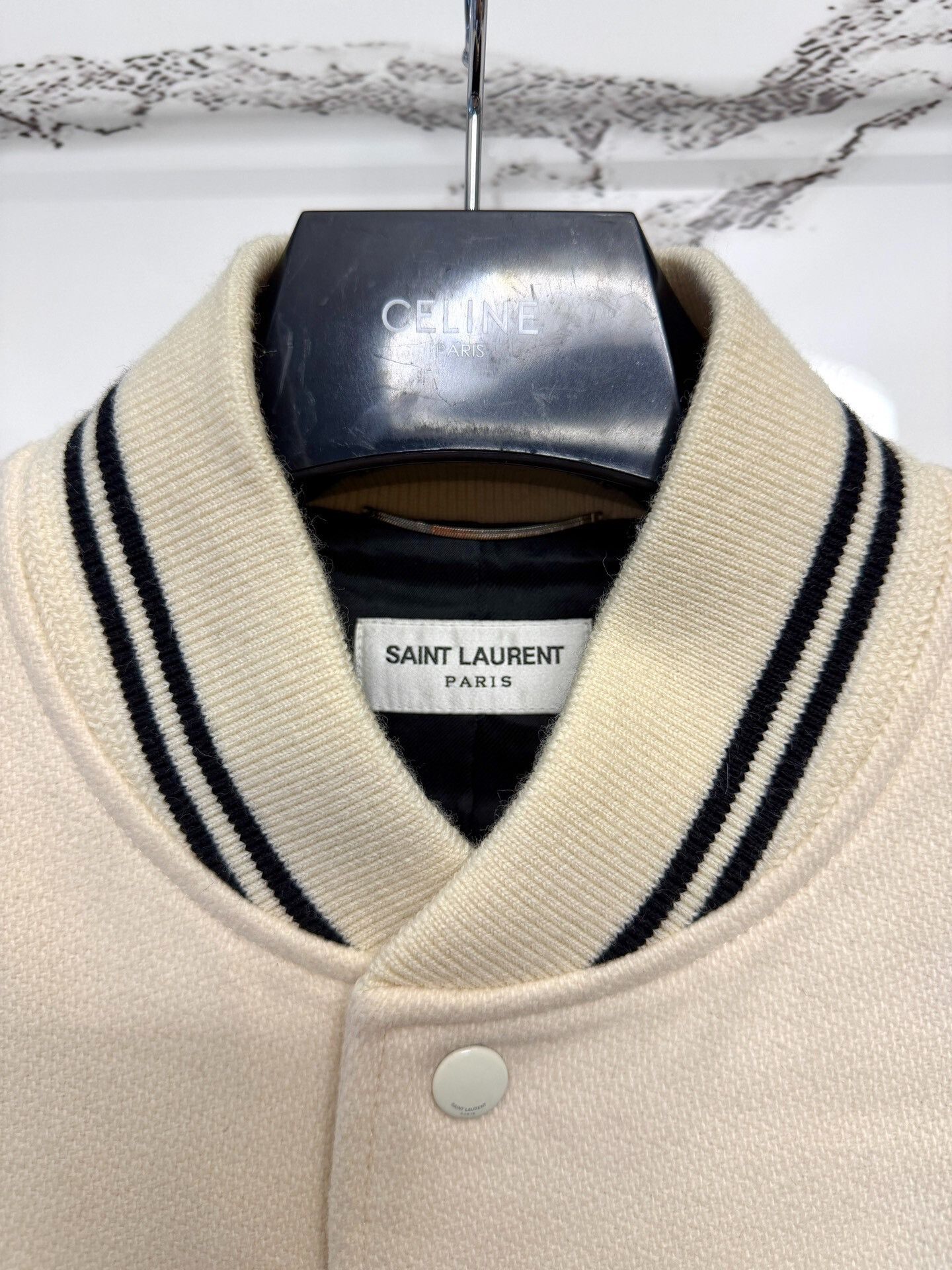 Saint Laurent Paris saint laurent white leather baseball jacket Size US L / EU 52-54 / 3 - 2 Thumbnail