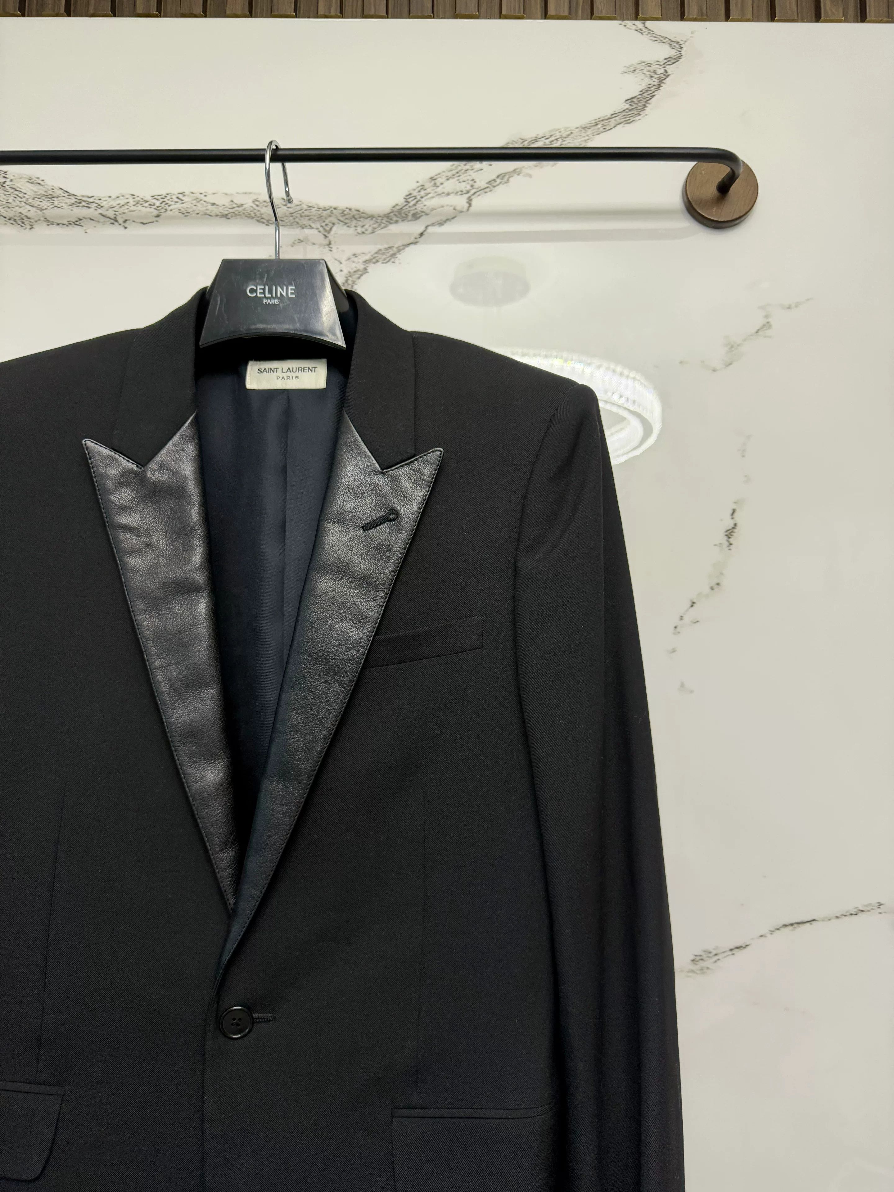 Saint Laurent Paris saint laurent leather lapel smoking jacket Size US S / EU 44-46 / 1 - 2 Thumbnail