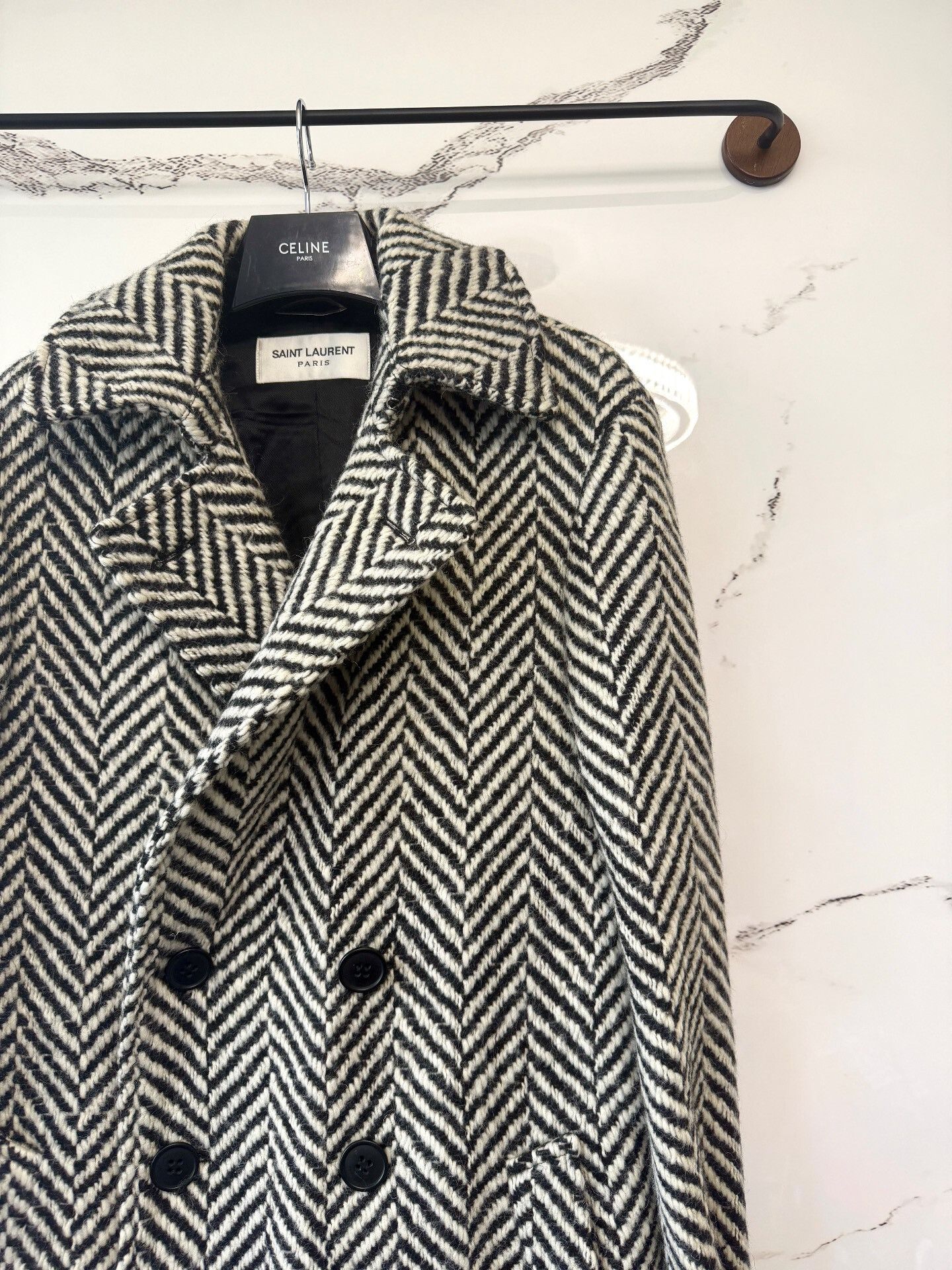 Saint Laurent Paris saint laurent black and white herringbone coat Size M / US 6-8 / IT 42-44 - 2 Thumbnail