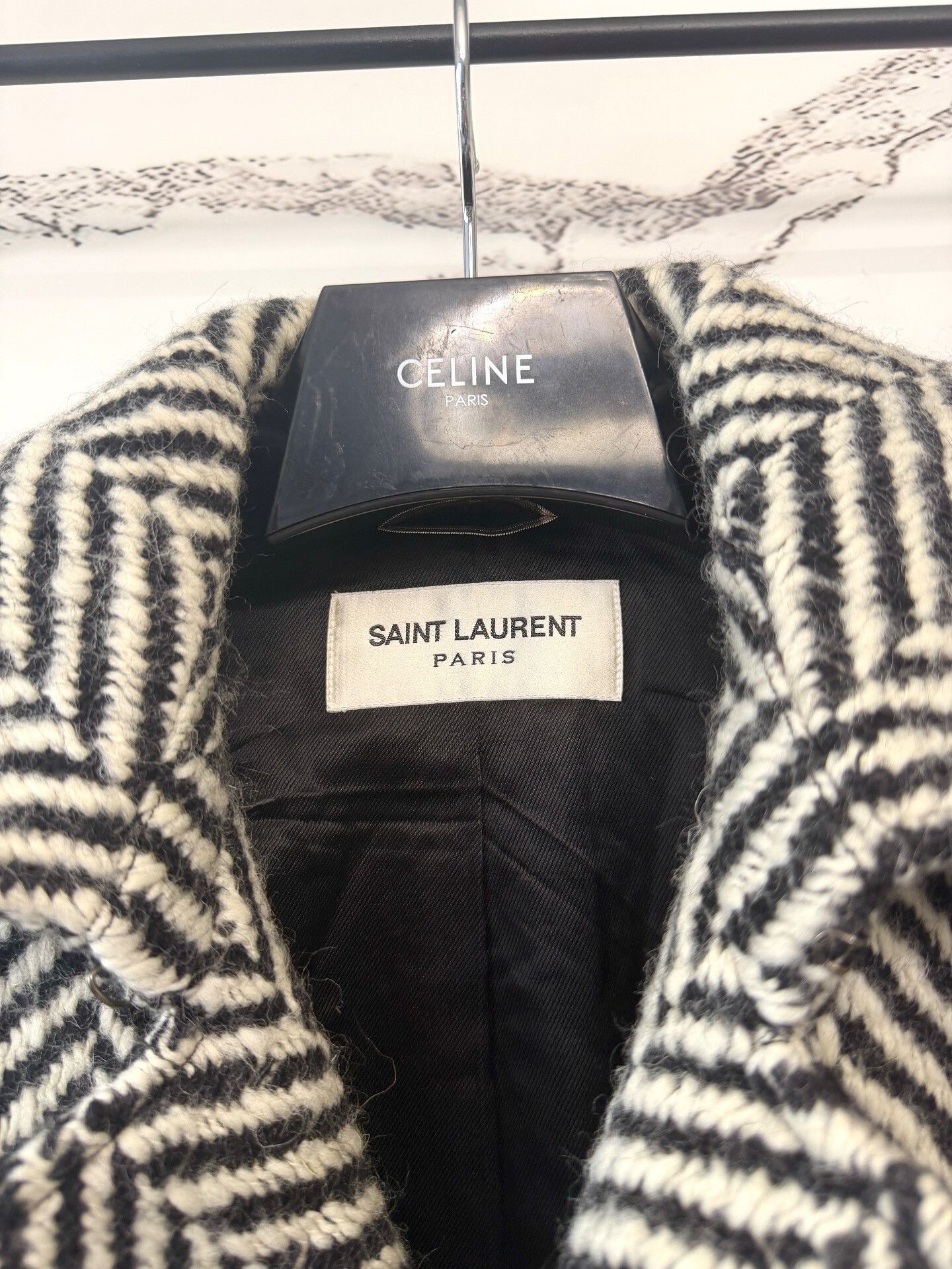 Saint Laurent Paris saint laurent black and white herringbone coat Size M / US 6-8 / IT 42-44 - 3 Thumbnail