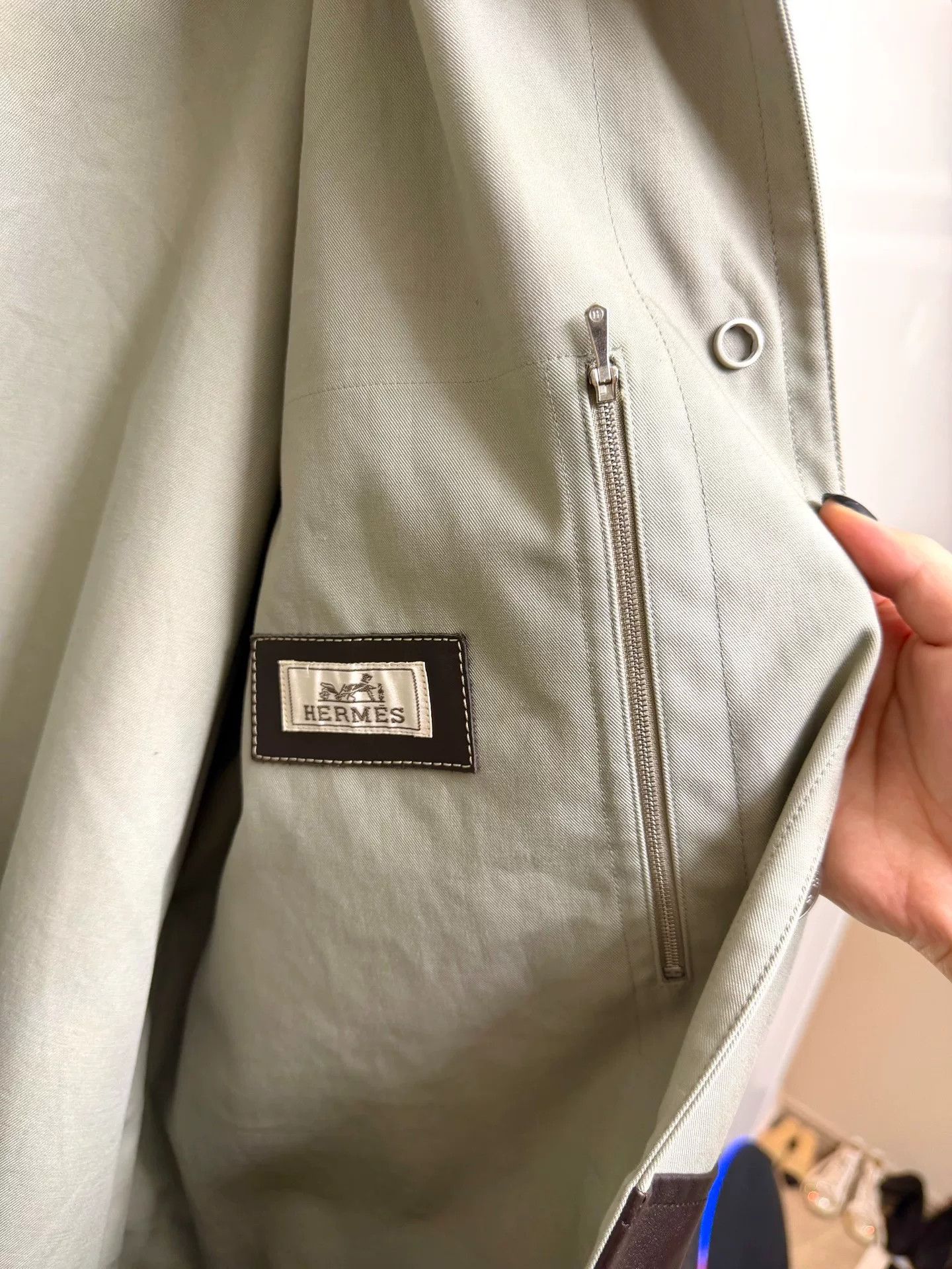 Hermes hermes gray and white leather coat Size XL / US 12-14 / IT 48-50 - 4 Thumbnail