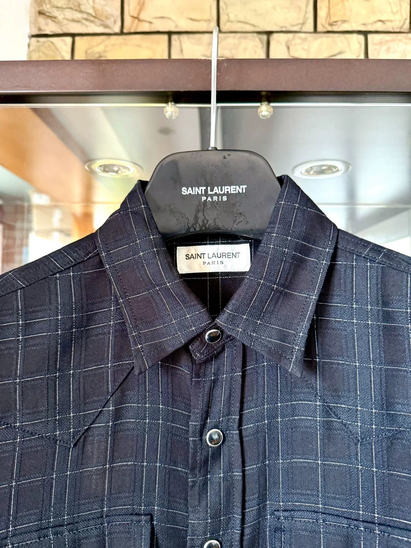 Saint Laurent Paris saint laurent black checkered button-up shirt Size US M / EU 48-50 / 2 - 3 Thumbnail