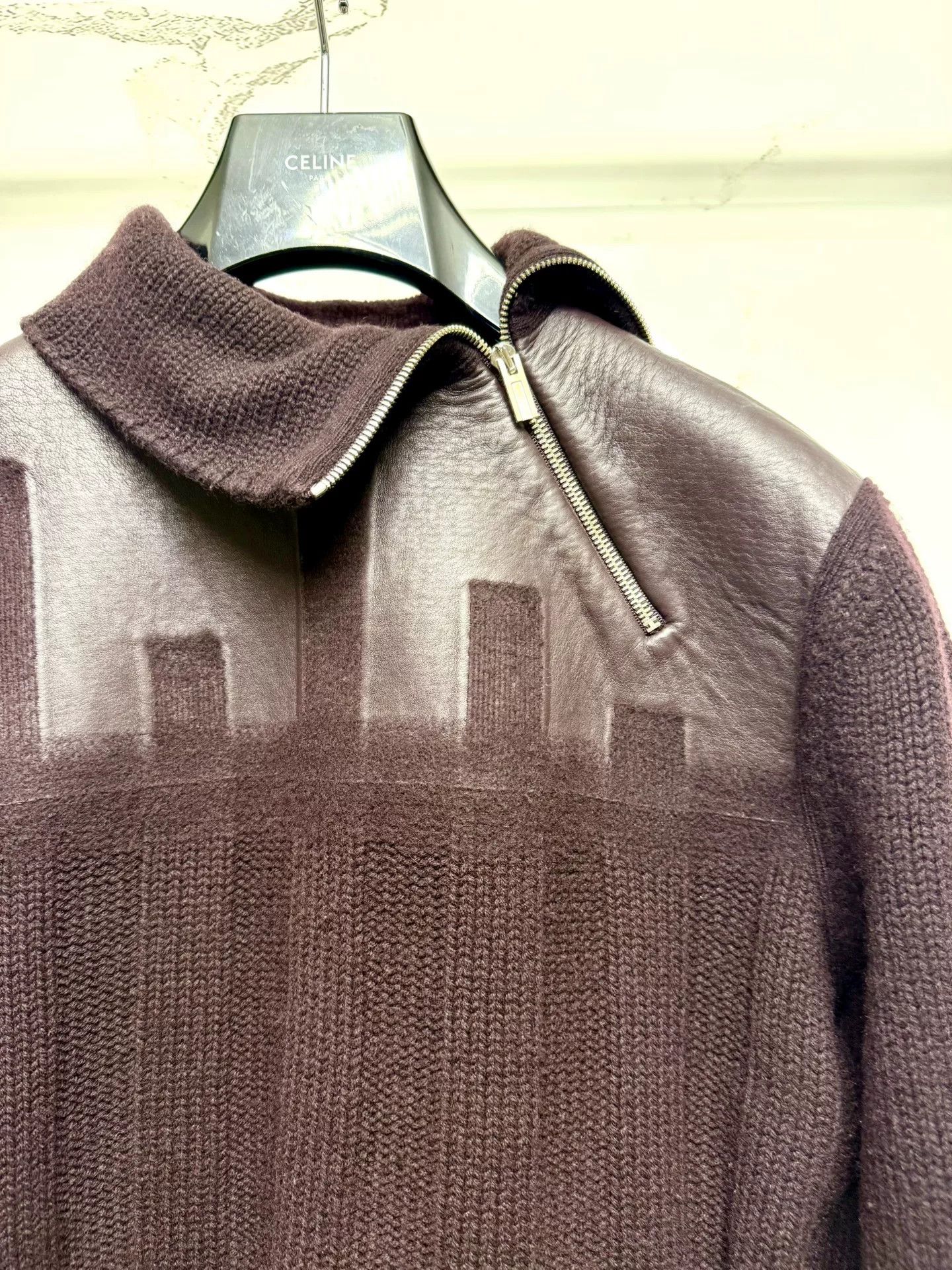 Hermes hermes high-neck zip sweater with leather panels Size US M / EU 48-50 / 2 - 2 Thumbnail
