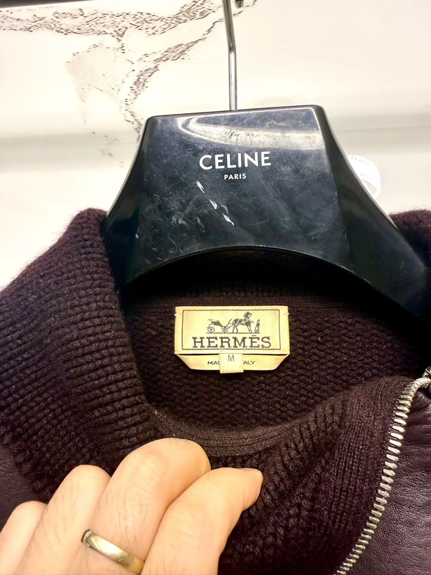 Hermes hermes high-neck zip sweater with leather panels Size US M / EU 48-50 / 2 - 3 Thumbnail