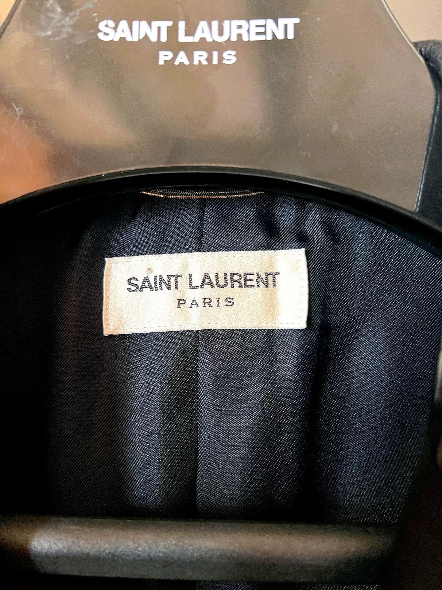 Saint Laurent Paris black leather lapel double-breasted blazer Size US M / EU 48-50 / 2 - 4 Thumbnail