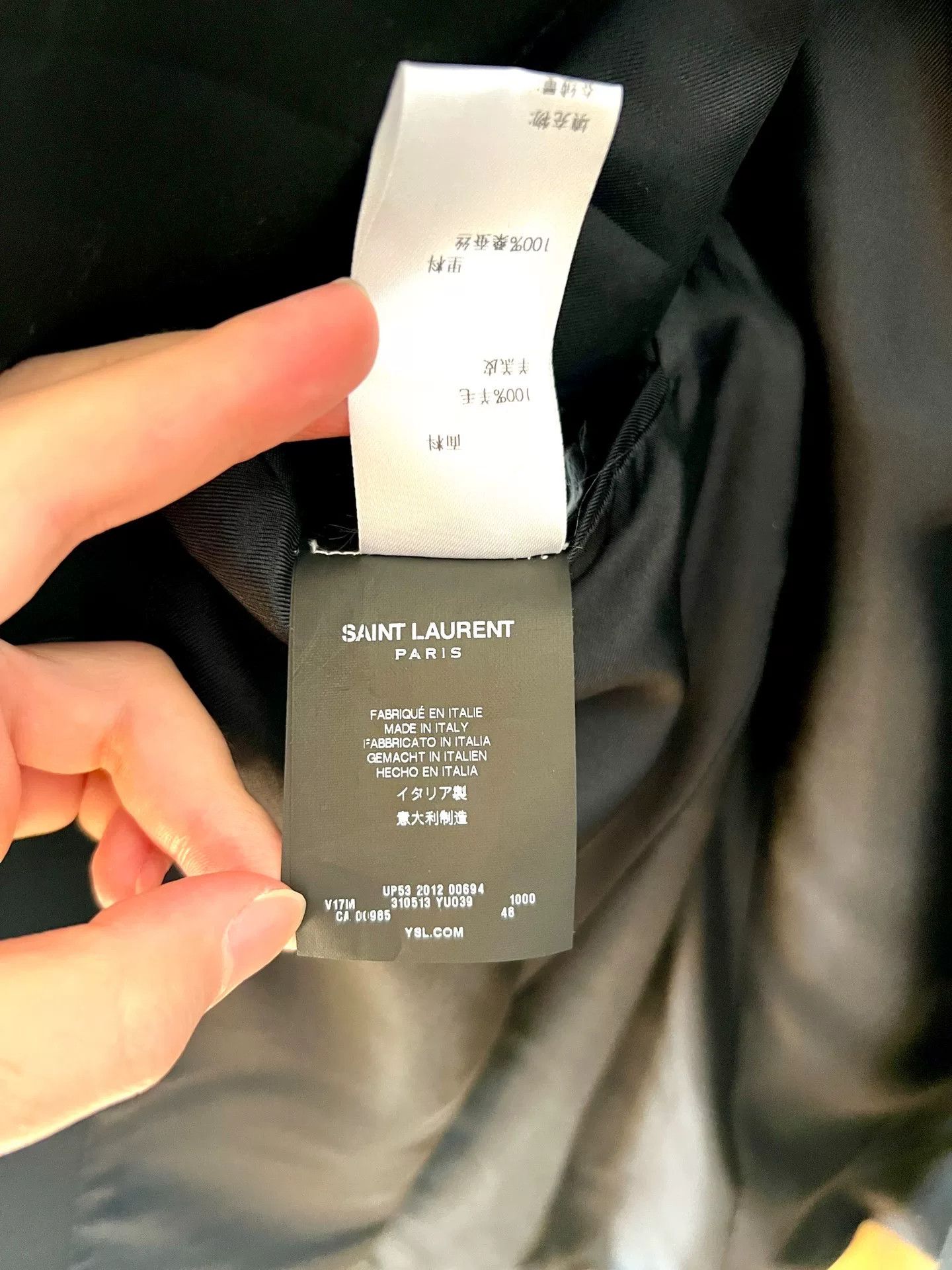 Saint Laurent Paris black leather lapel double-breasted blazer Size US M / EU 48-50 / 2 - 5 Thumbnail